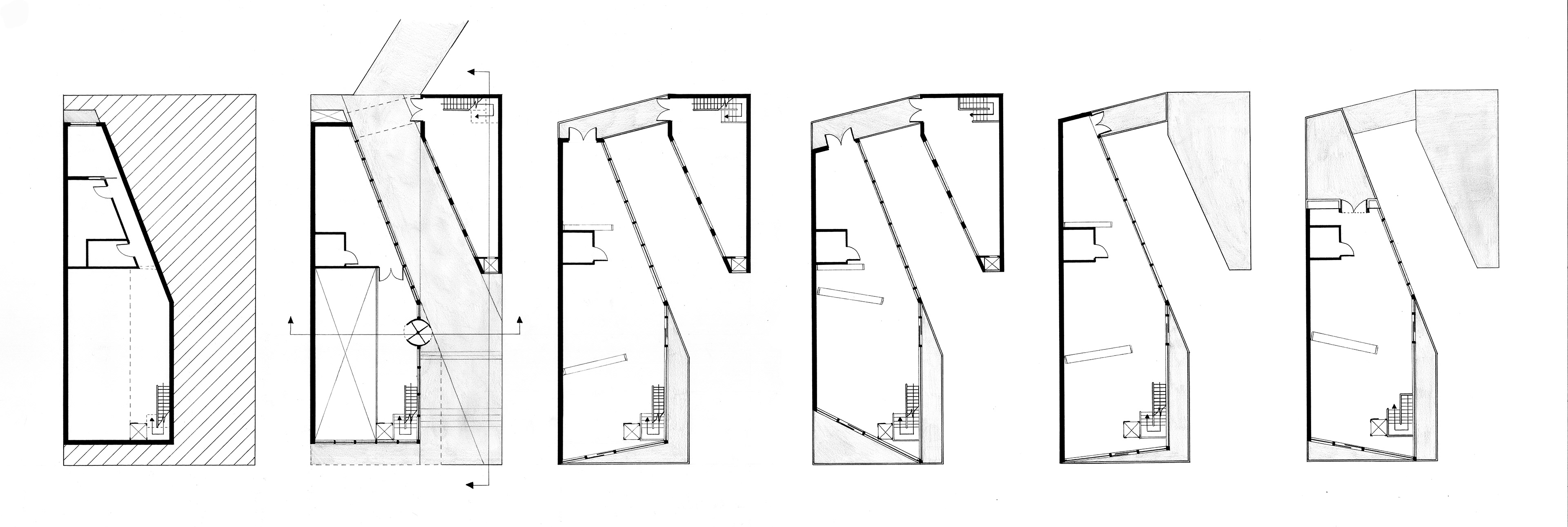 floor plans: basement to 5th floor 1:100
