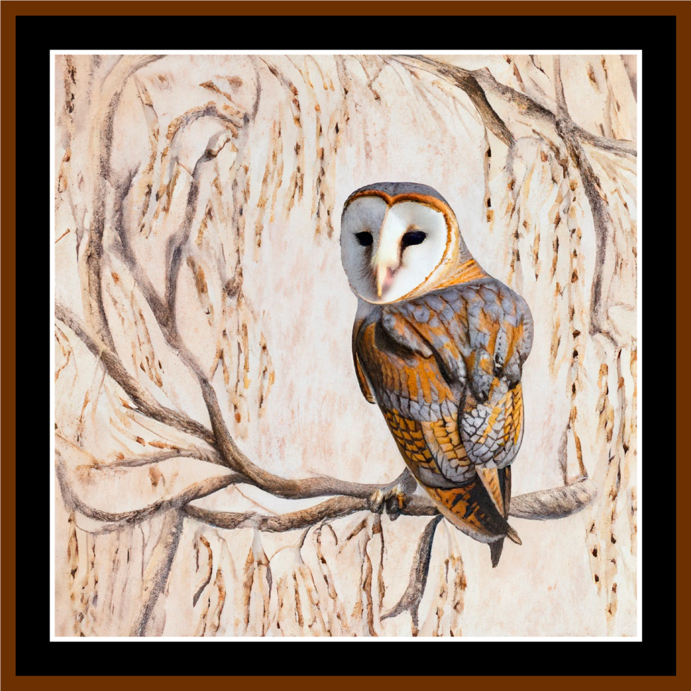 NPC Gallery A.I. Design Prints | Pastel Barn Owl in Branches