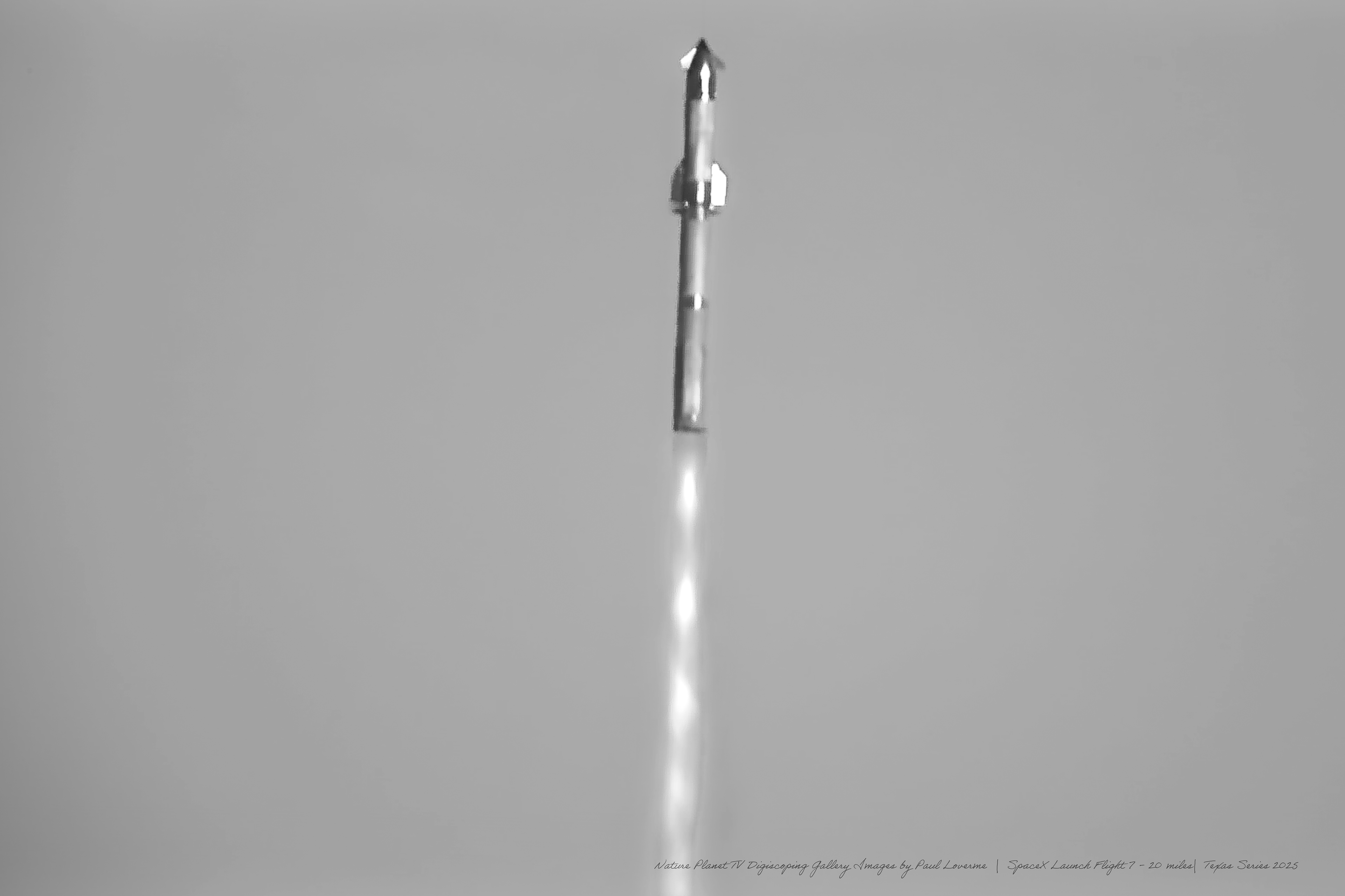 Nature Planet - SpaceX SN Launch Flight 7 B&W rendering 