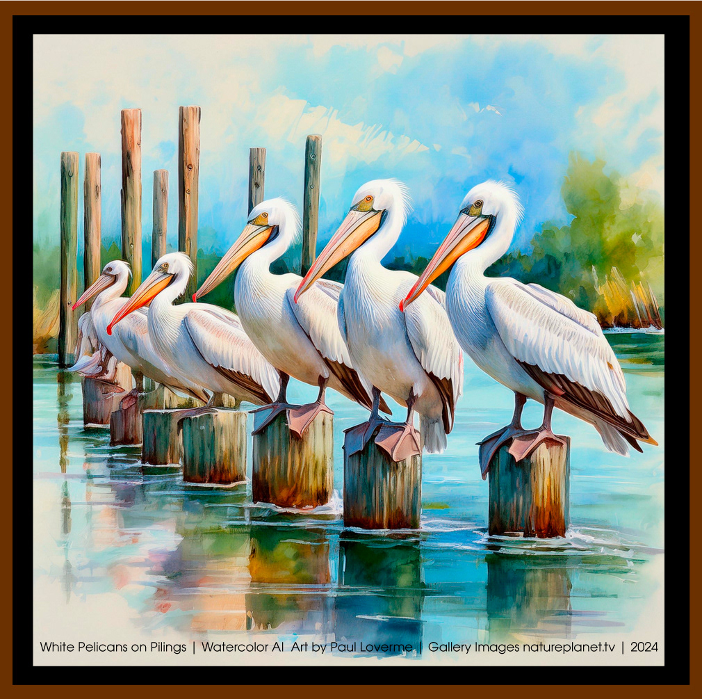 NPC Gallery A.I. Design Prints | Watercolor White Pelicans