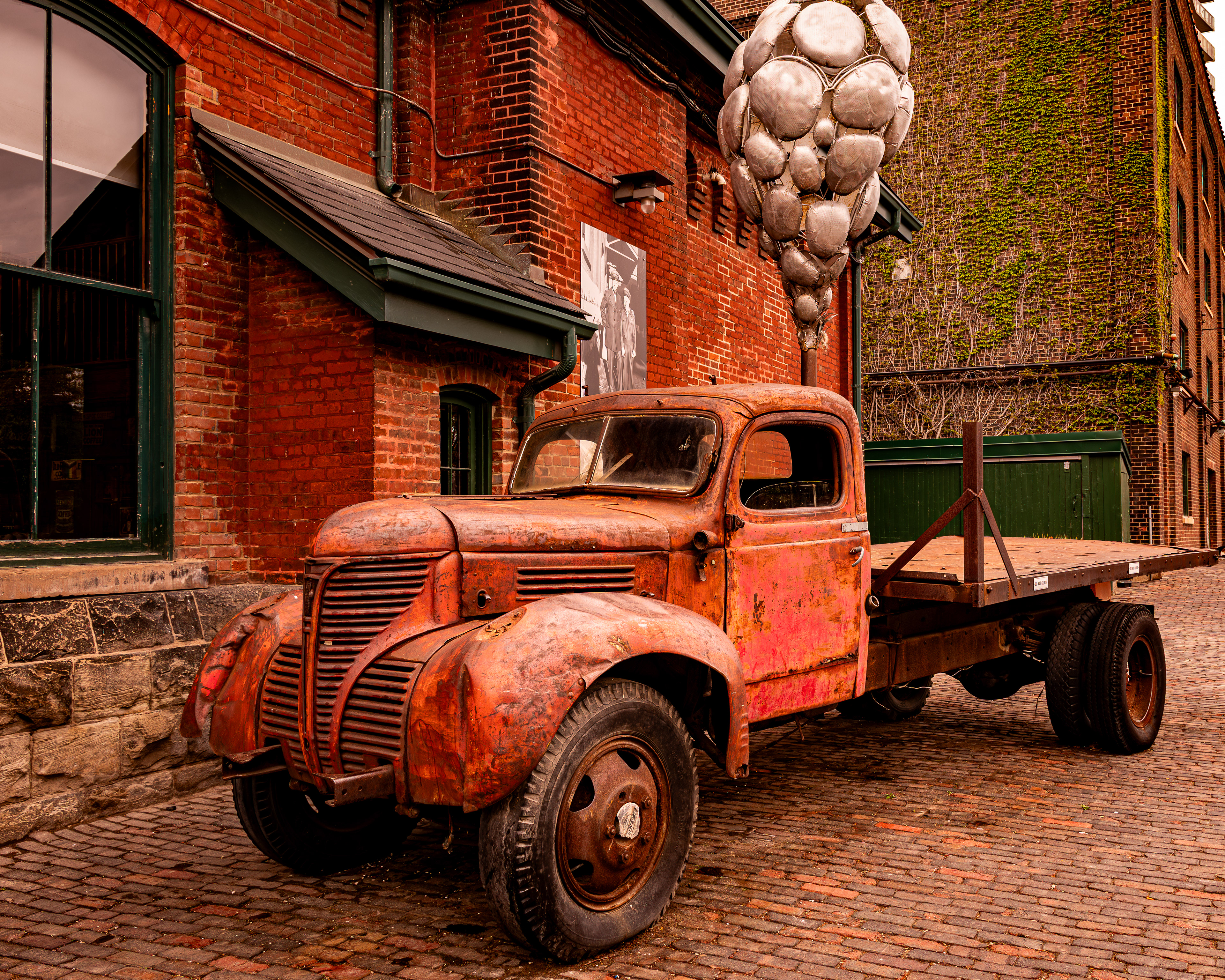 A vintage truck installation in the Distillery District