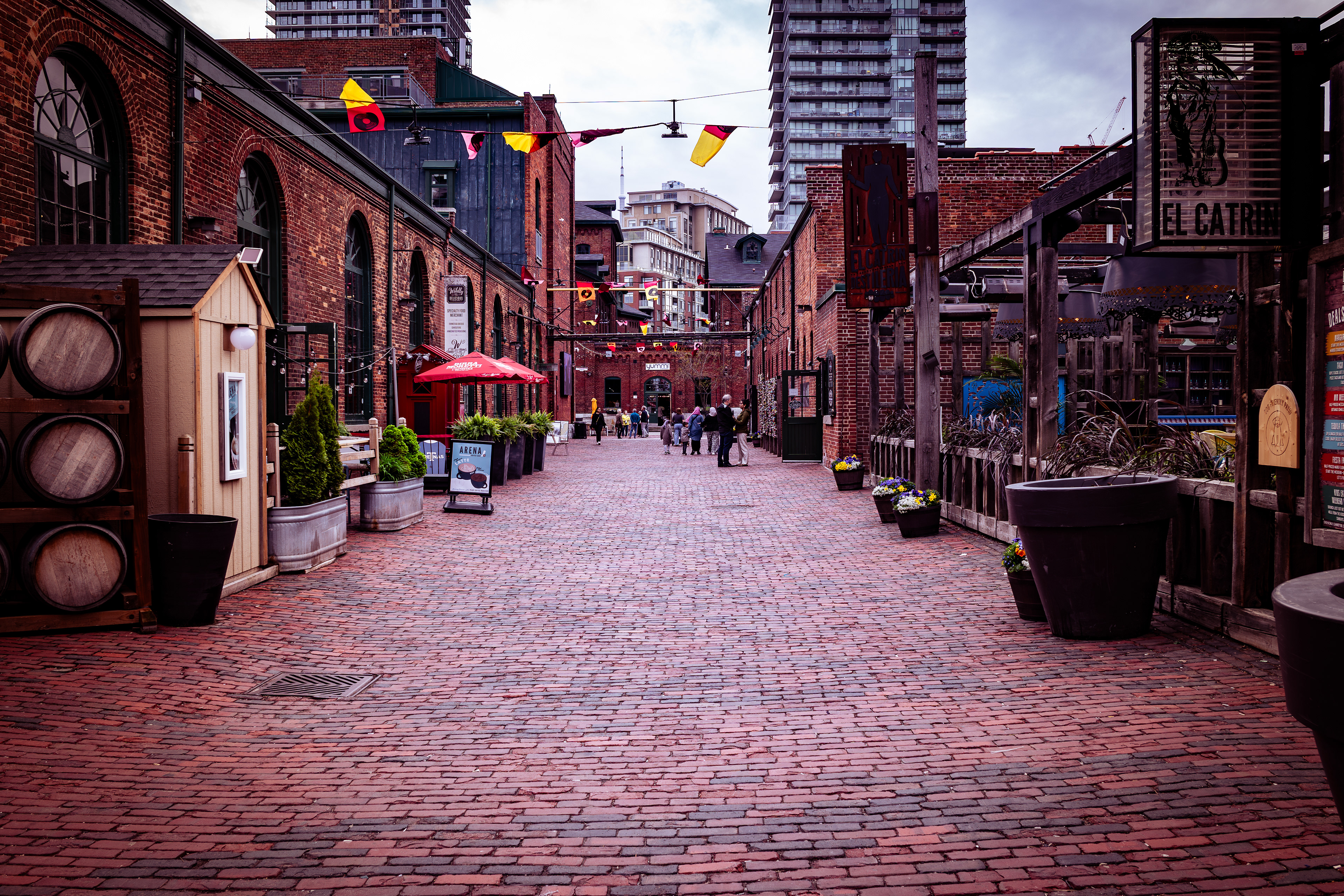 A view down Trinity Street in Toronto’s Distillery District.