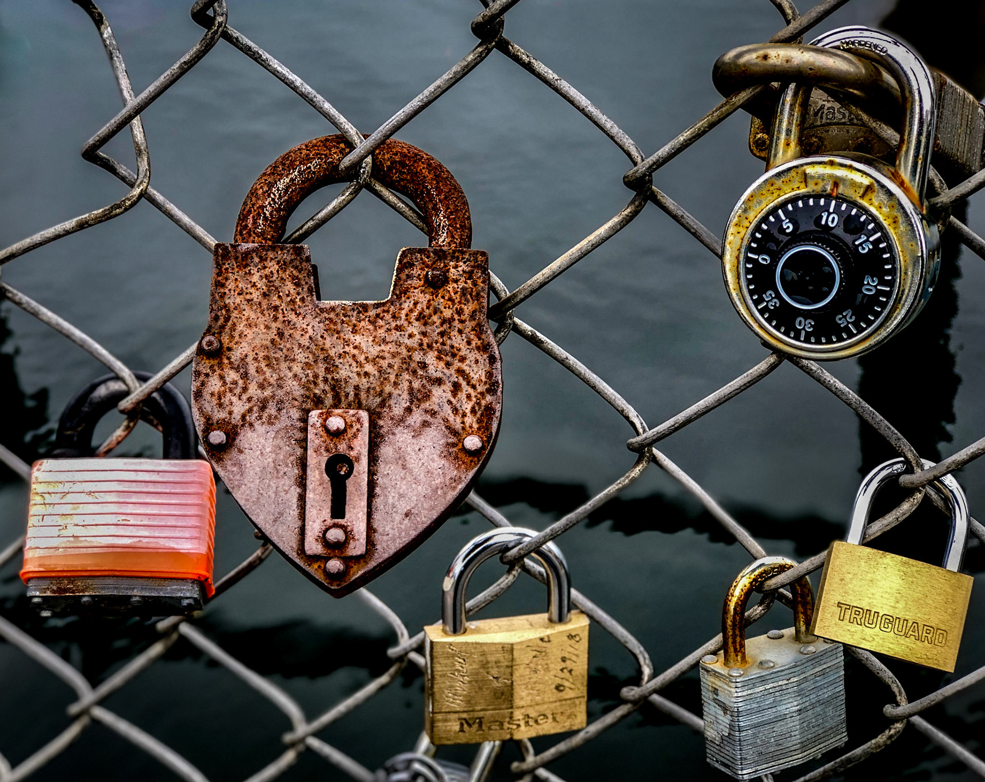 Locks for love on a fence in Portsmouth, NH.