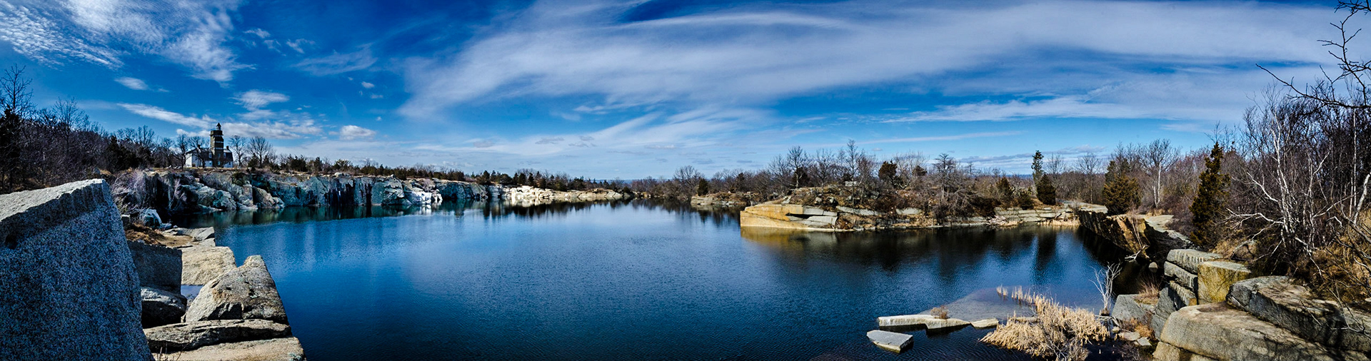 The quarry in Rockport, MA on a sunny day
