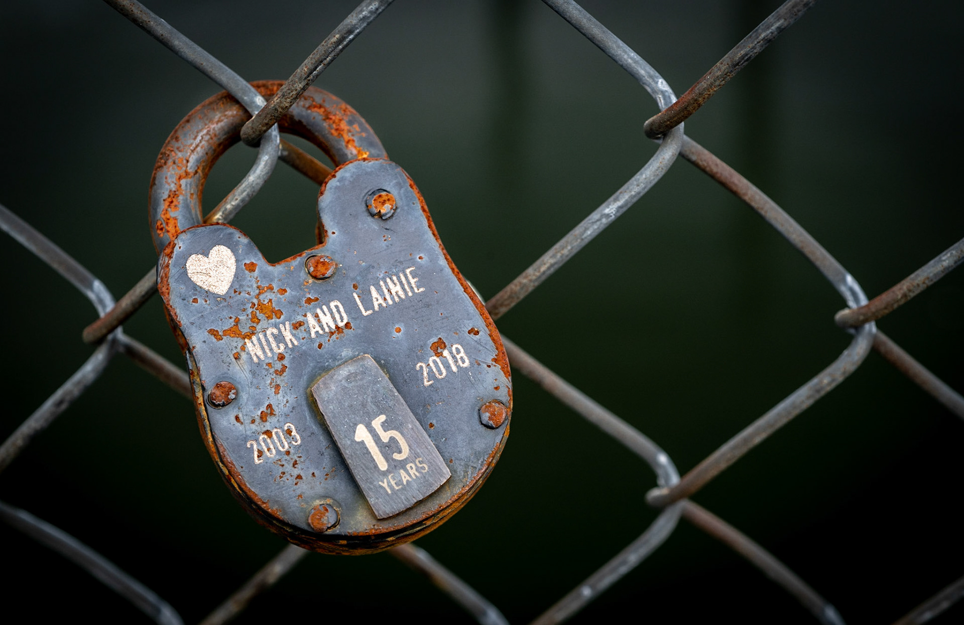 Locks for love on a fence in Portsmouth, NH.