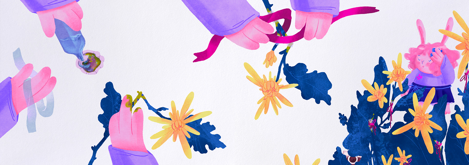 Spread from 'Little Photographer of Flowers', a personal picture book project developed in collaboration with Weijia Hou (CN)