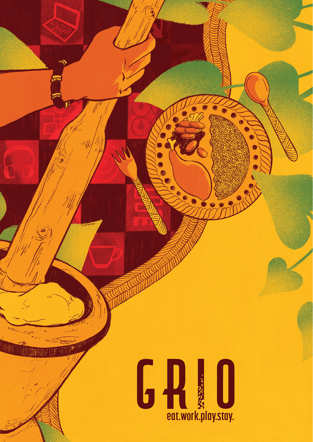 A4 menu cover design for Grio Restaurant, Vietnam
