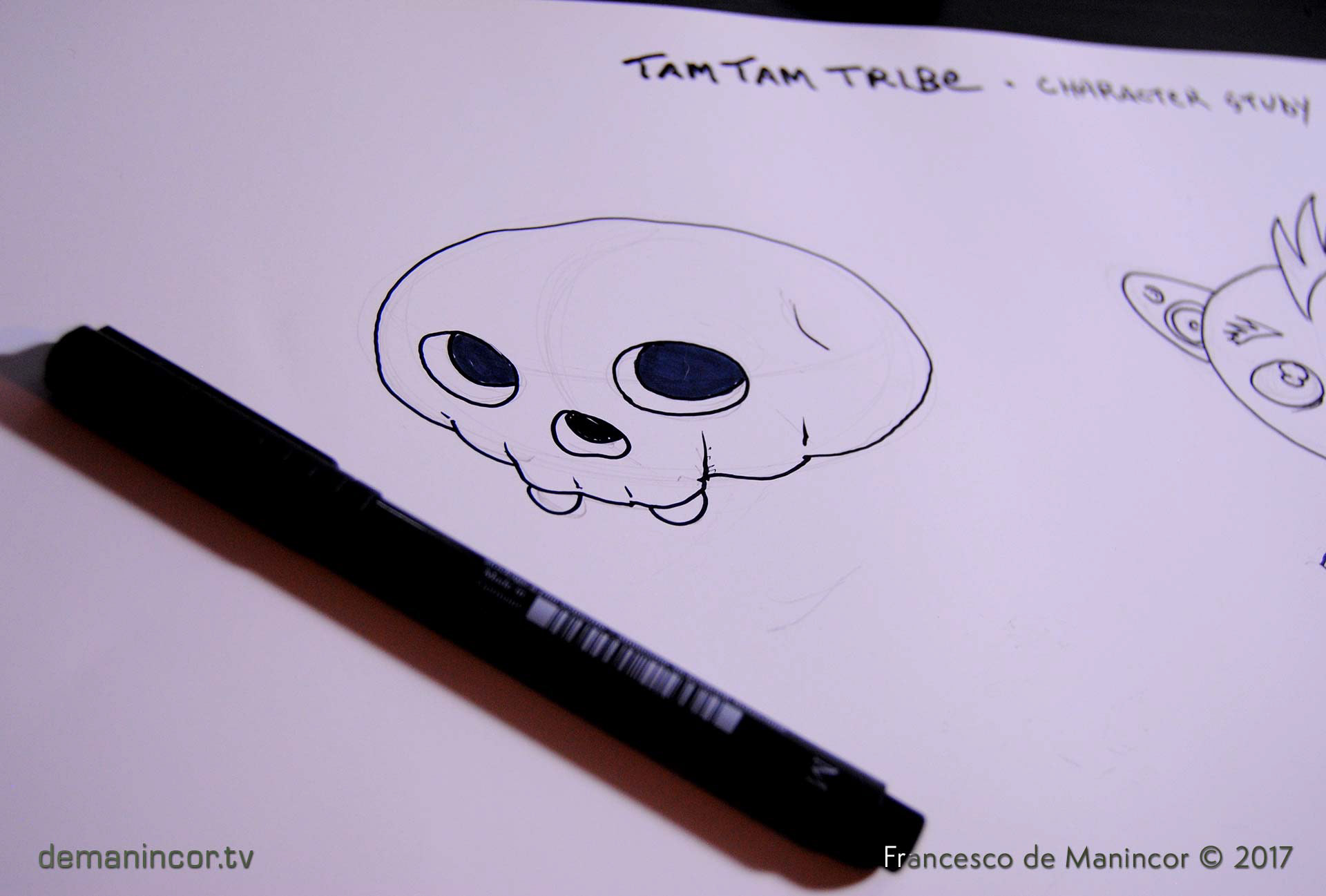 Sketches of cartoony skulls