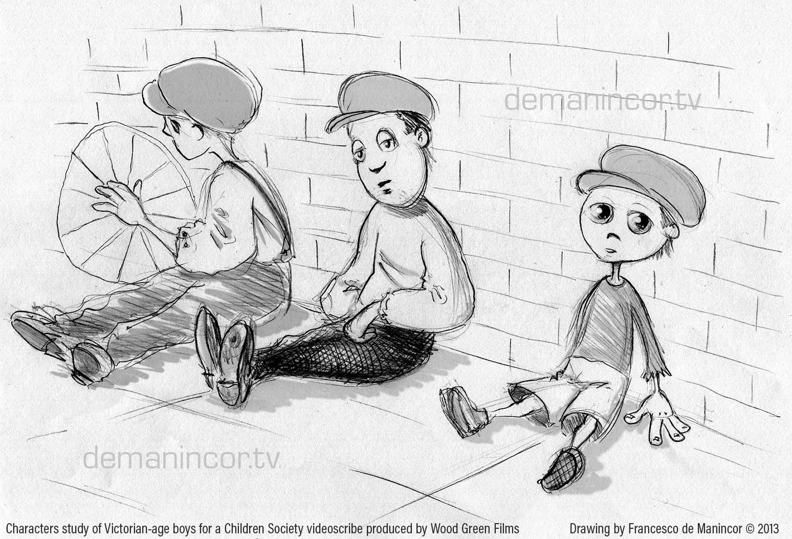 Characters study of Victorian-age boys for a Children Society project