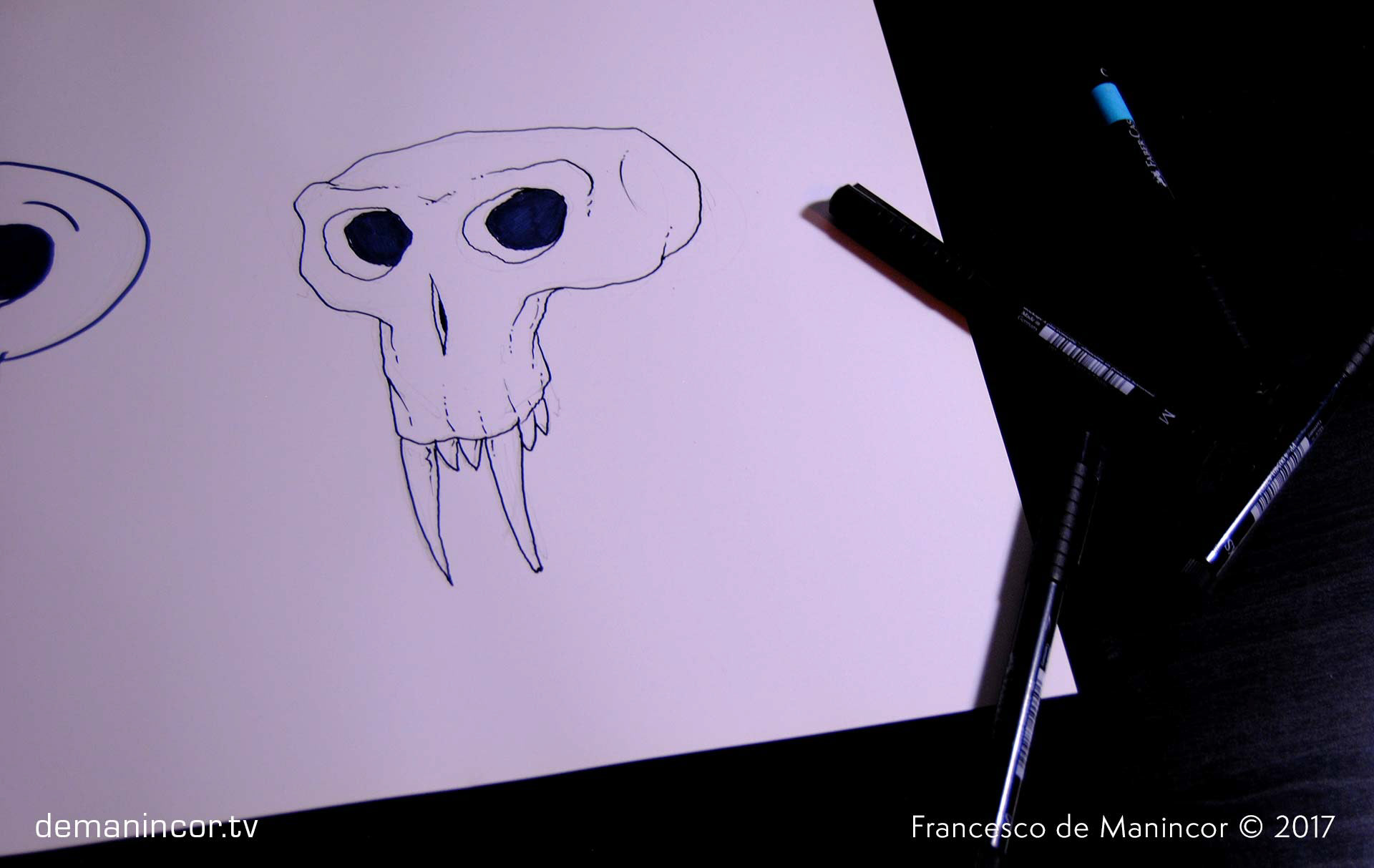 Sketches of cartoony skulls