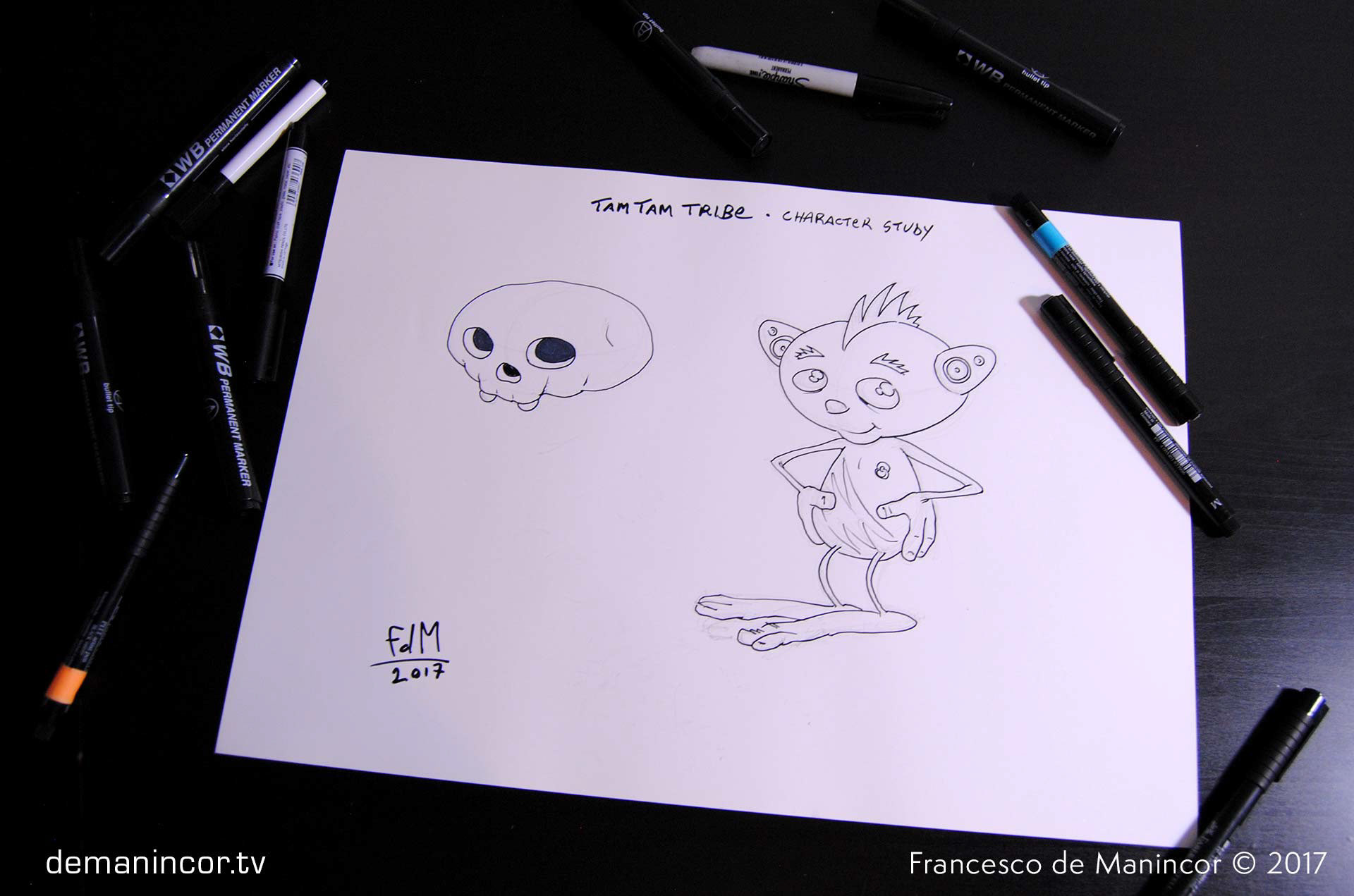 Sketches of cartoony skulls