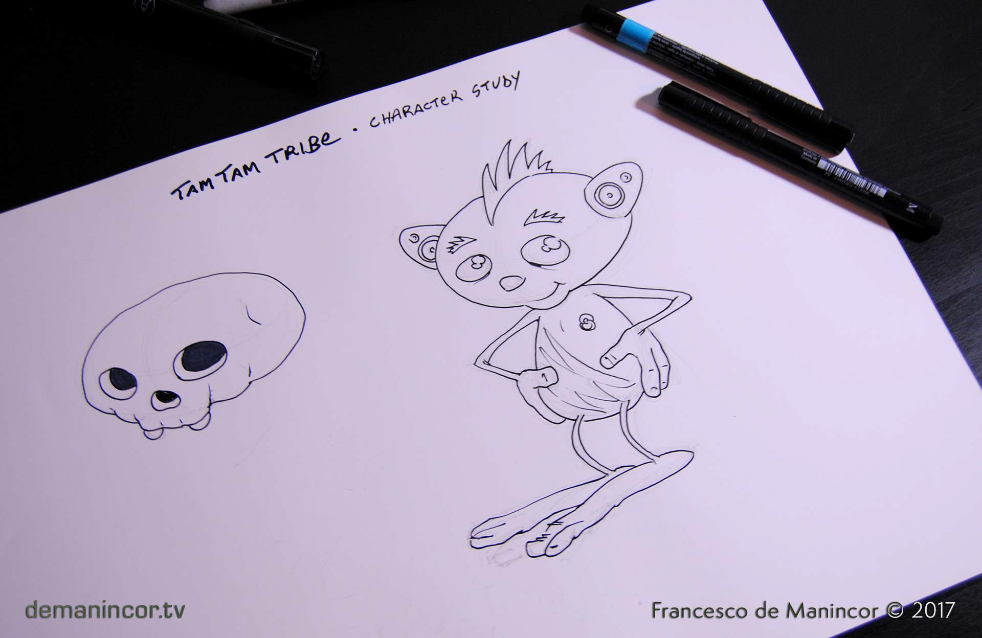 Sketches of cartoony skulls