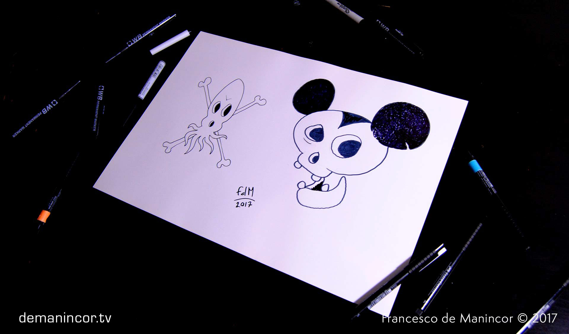 Sketches of cartoony skulls