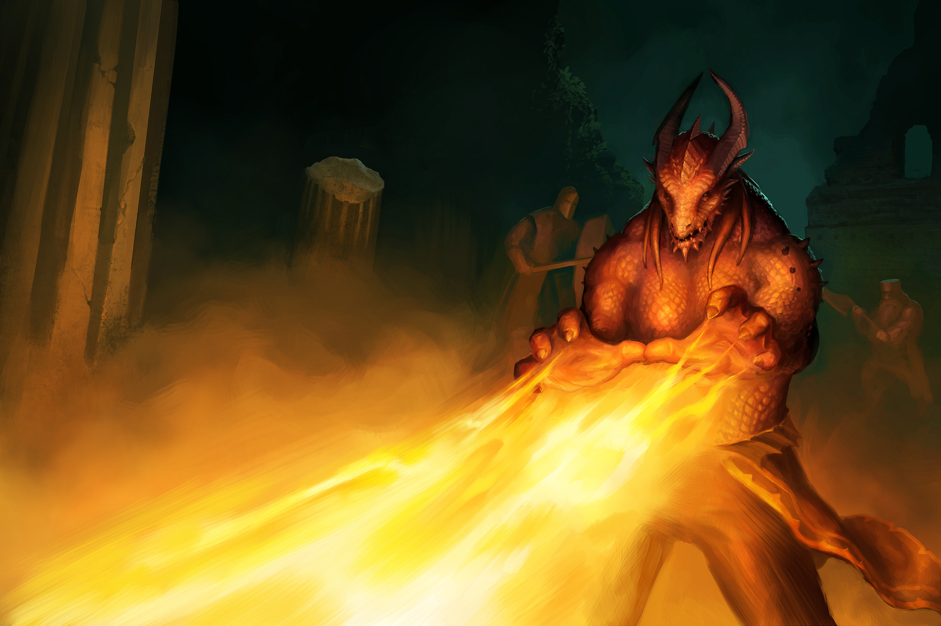 Dragonborn casting Burning Hands
