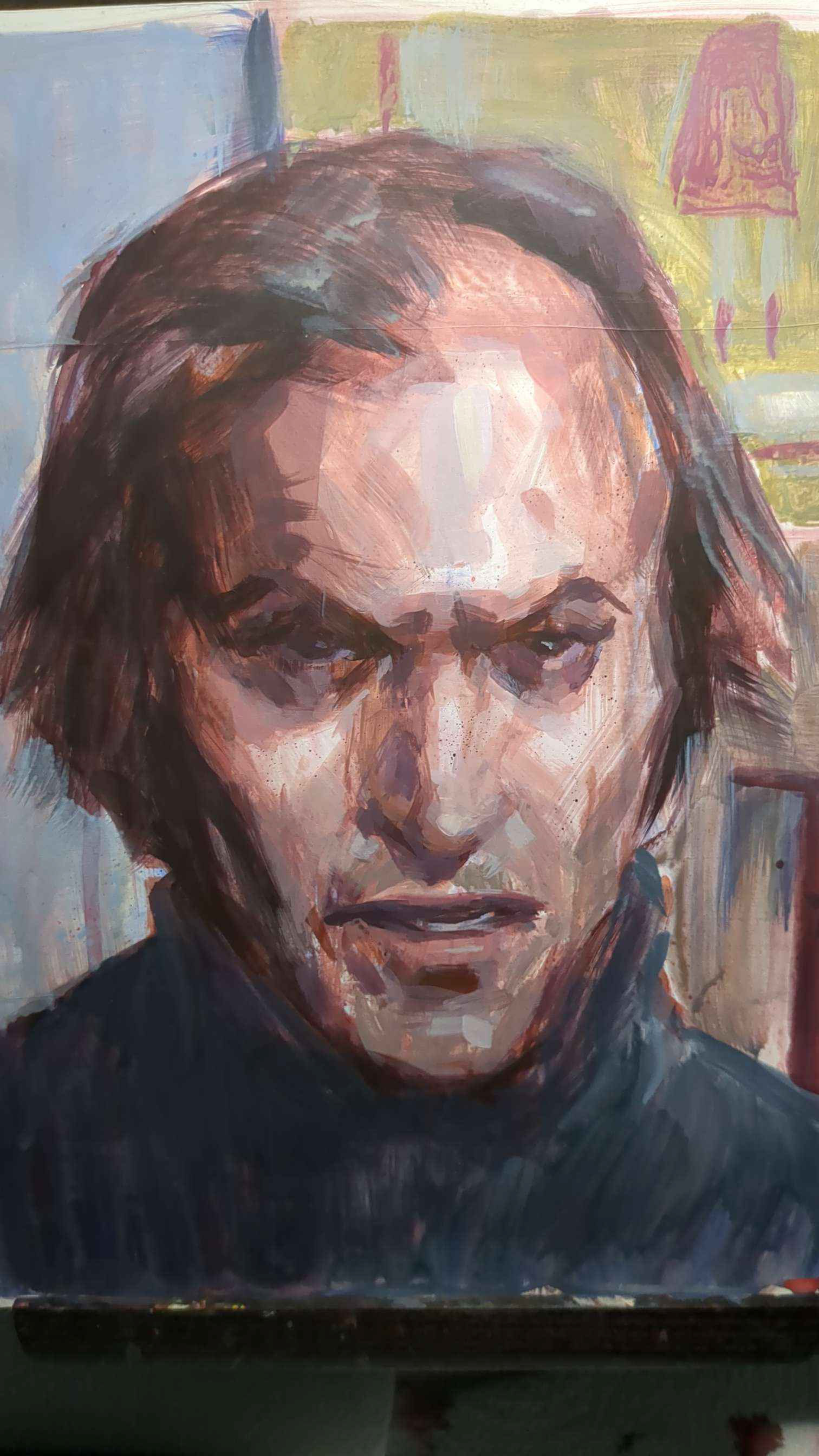 Jack from The Shining study; acrylic on primed 9x12 paper