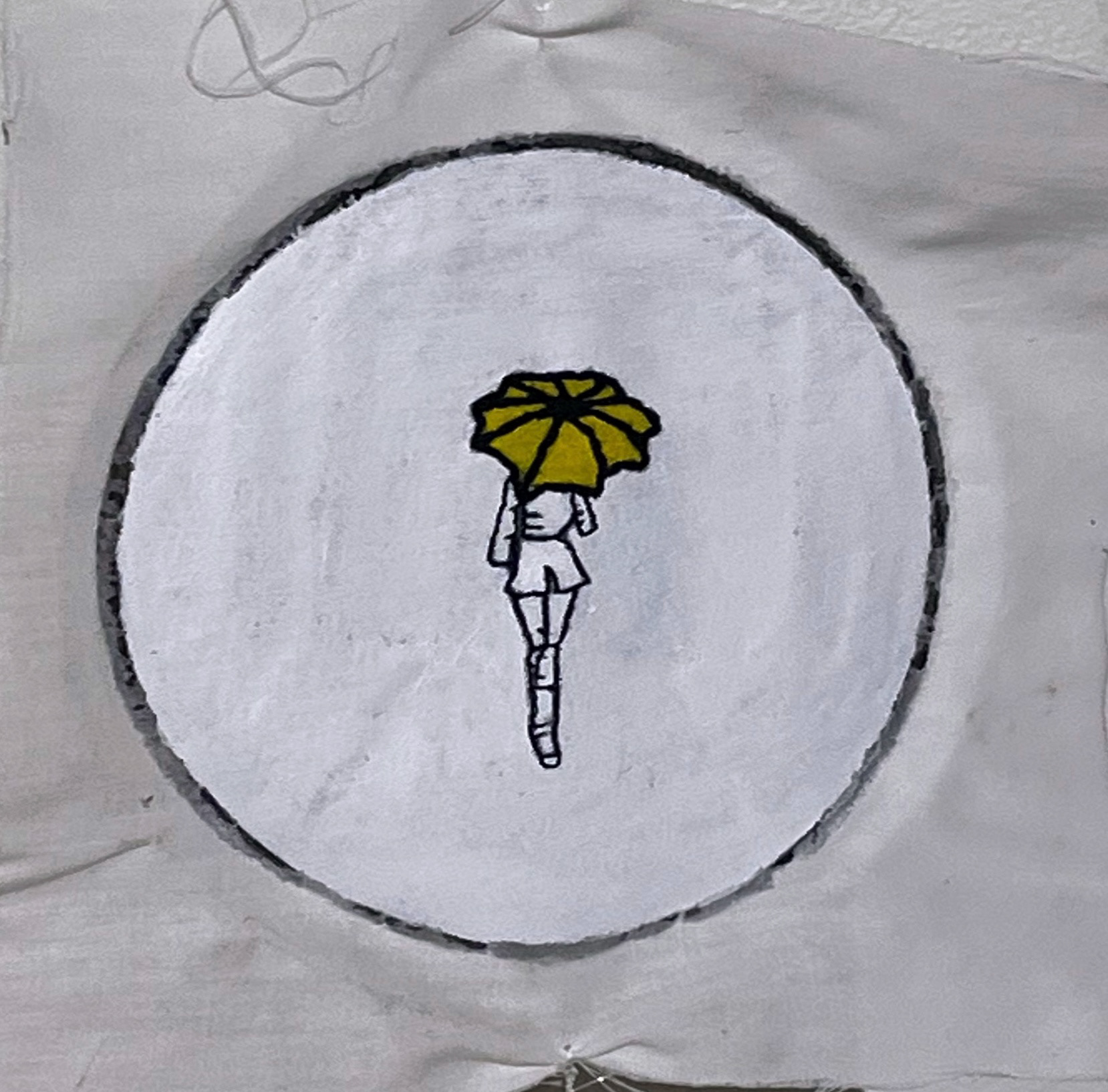 Candle Light back (Face front (string, fabric, acrylic paint)