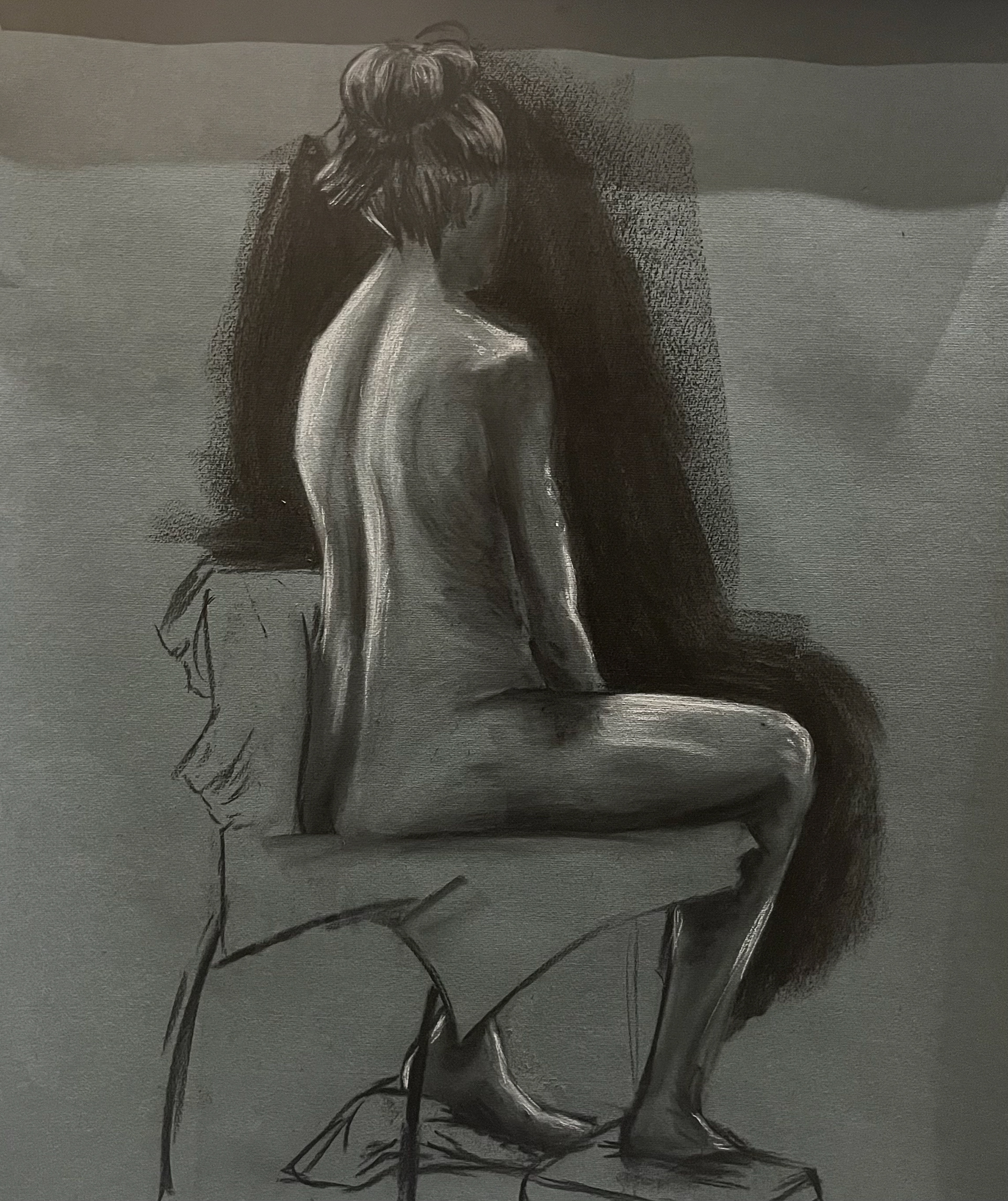 Female Figure (charcoal, white conte)