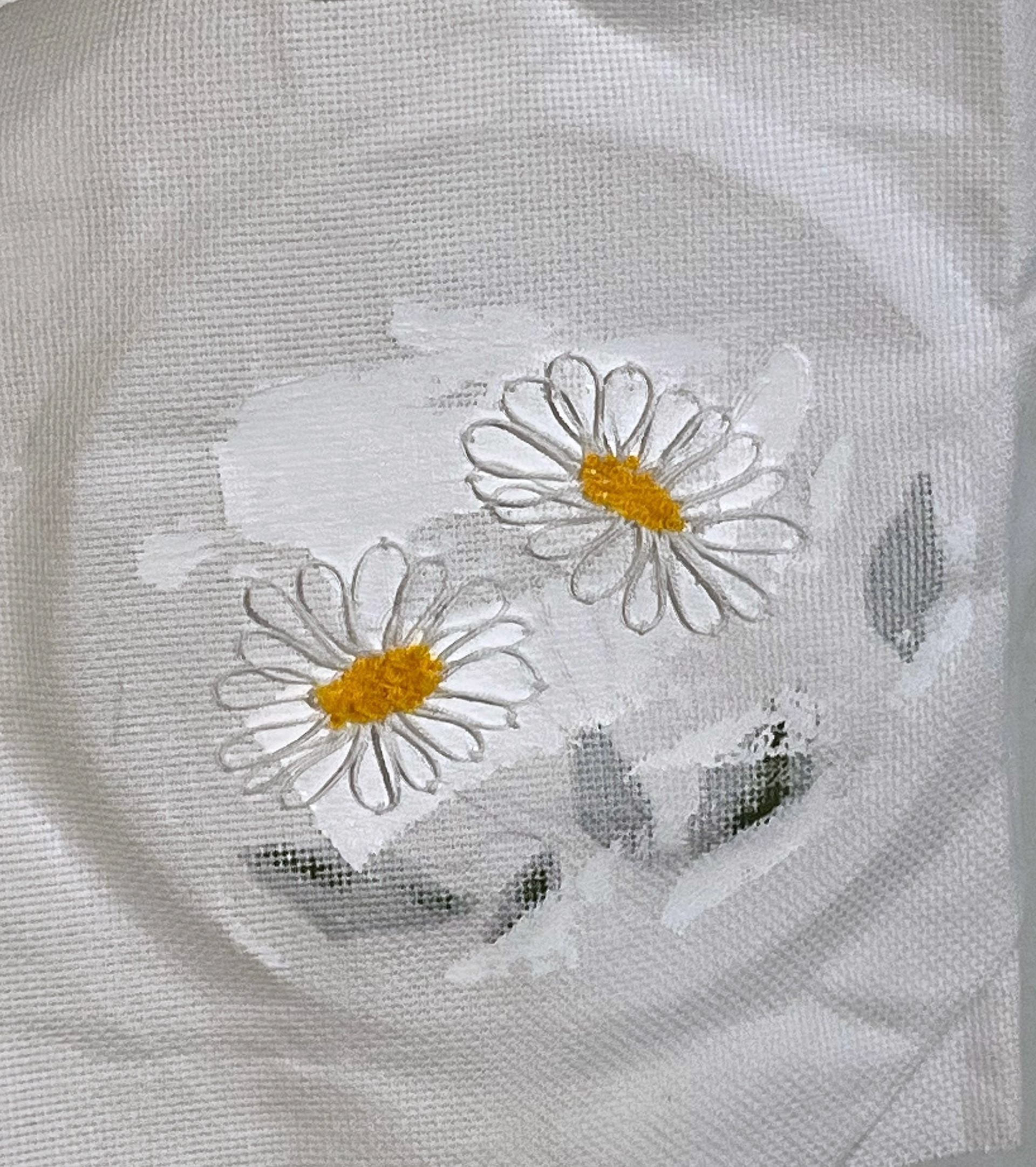 New Daisy back (string, embroidery pad, acrylic paint)
