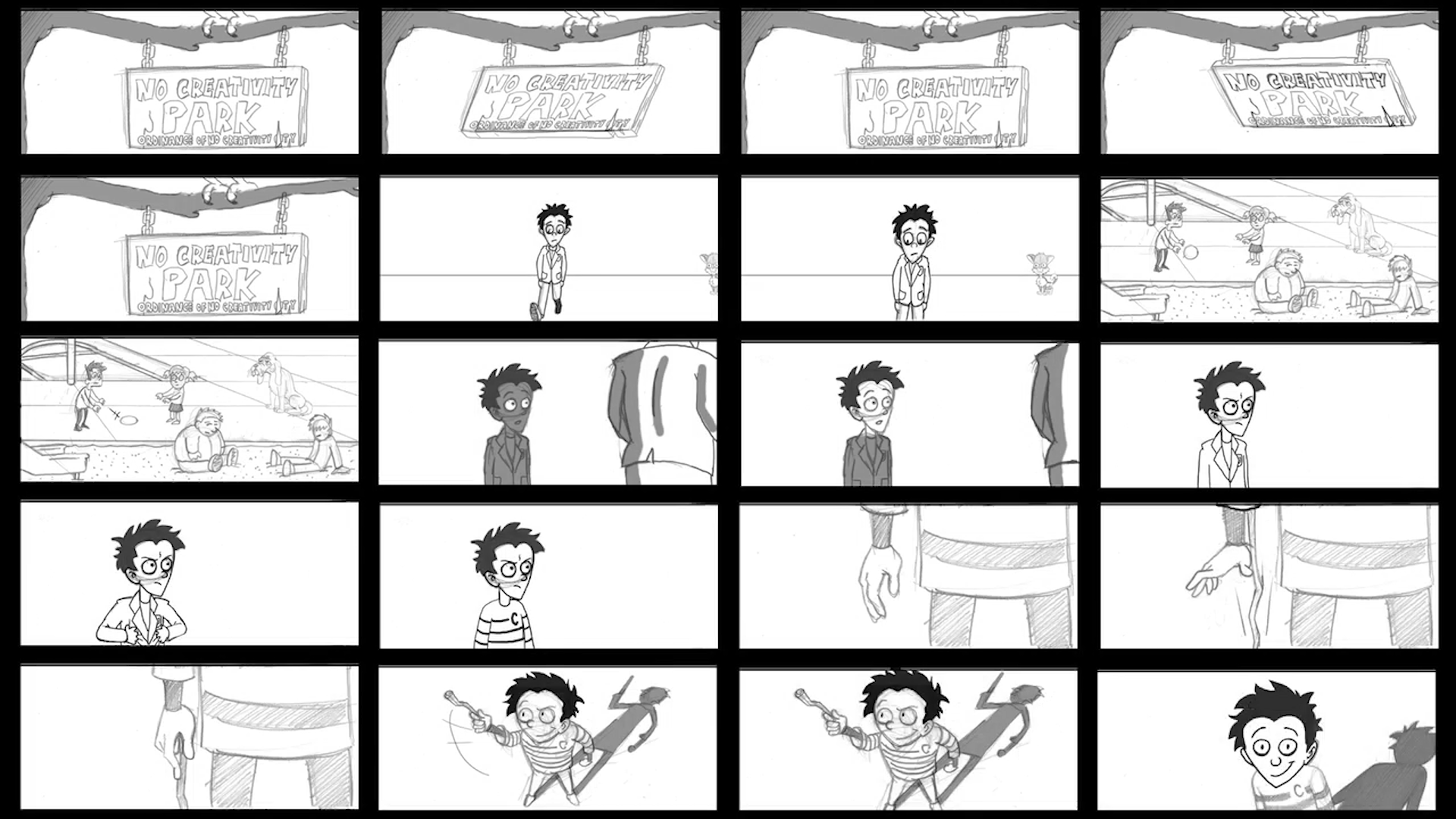 Storyboard panel for opening scene (used for my reference - not my sketches)