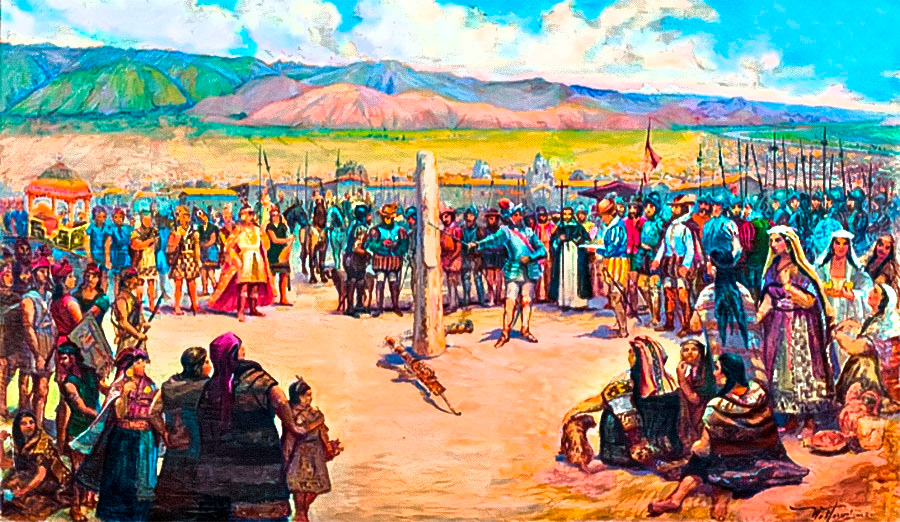 Ilustración de la fundación del Valle de Jauja, en Sausa Jauja