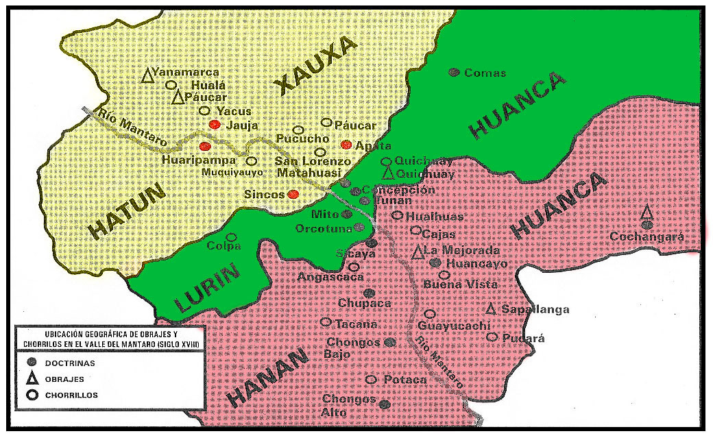 El valle de Hatunmayo dividido en parcialidades, Hanan Huanca, Lurin Huanca y Hatun Xauxa