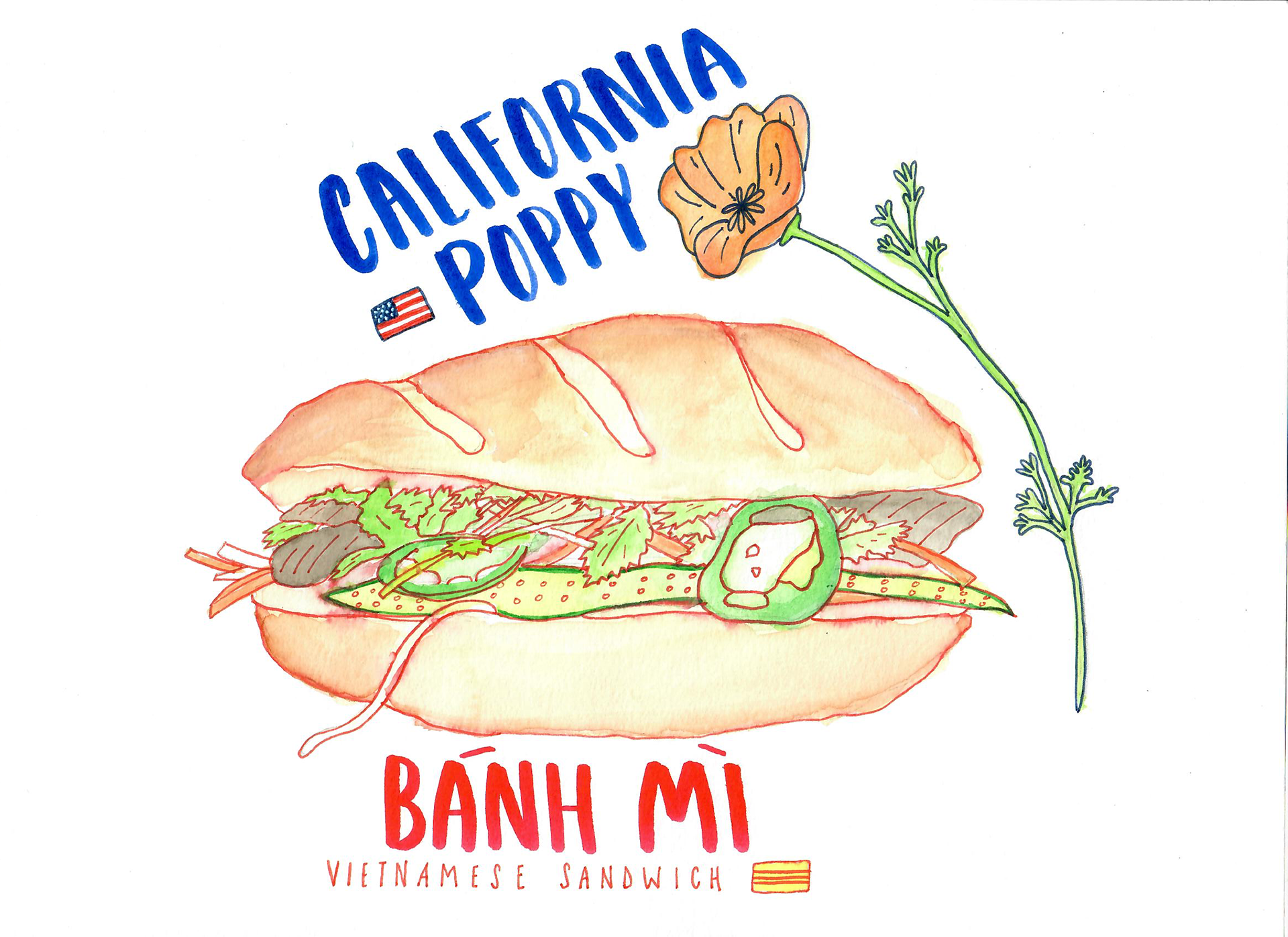 Banh Mi and Poppy (symbolizing my Asian-American heritage), May 2019.