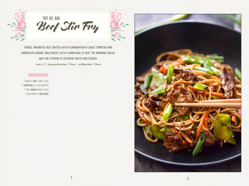 Beef Stir Fry (Early Page Planning), Summer 2018.