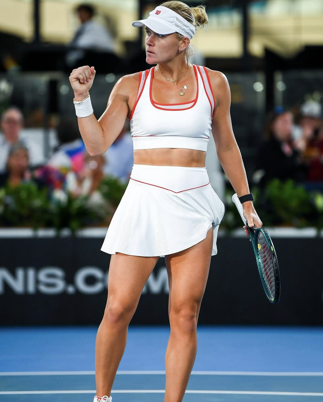 Peyton Stearns wearing the Tour Layered Bra and Tour Perforation Skirt.