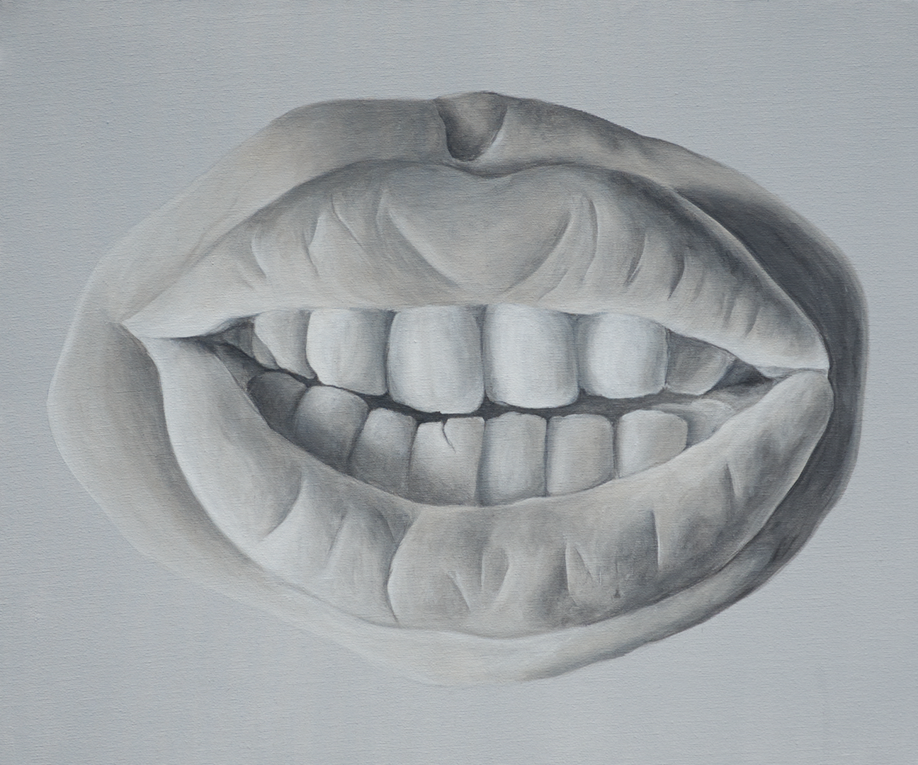 Usta, 2020, akryl na płótnie, 60x50 cm