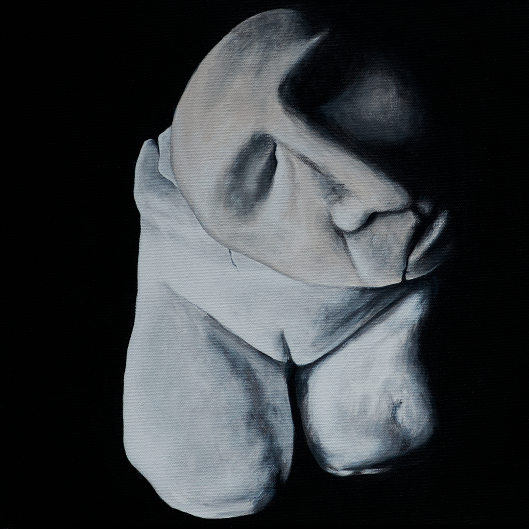 Łono, twarz/maska, 2020, akryl na płótnie, 40x40 cm