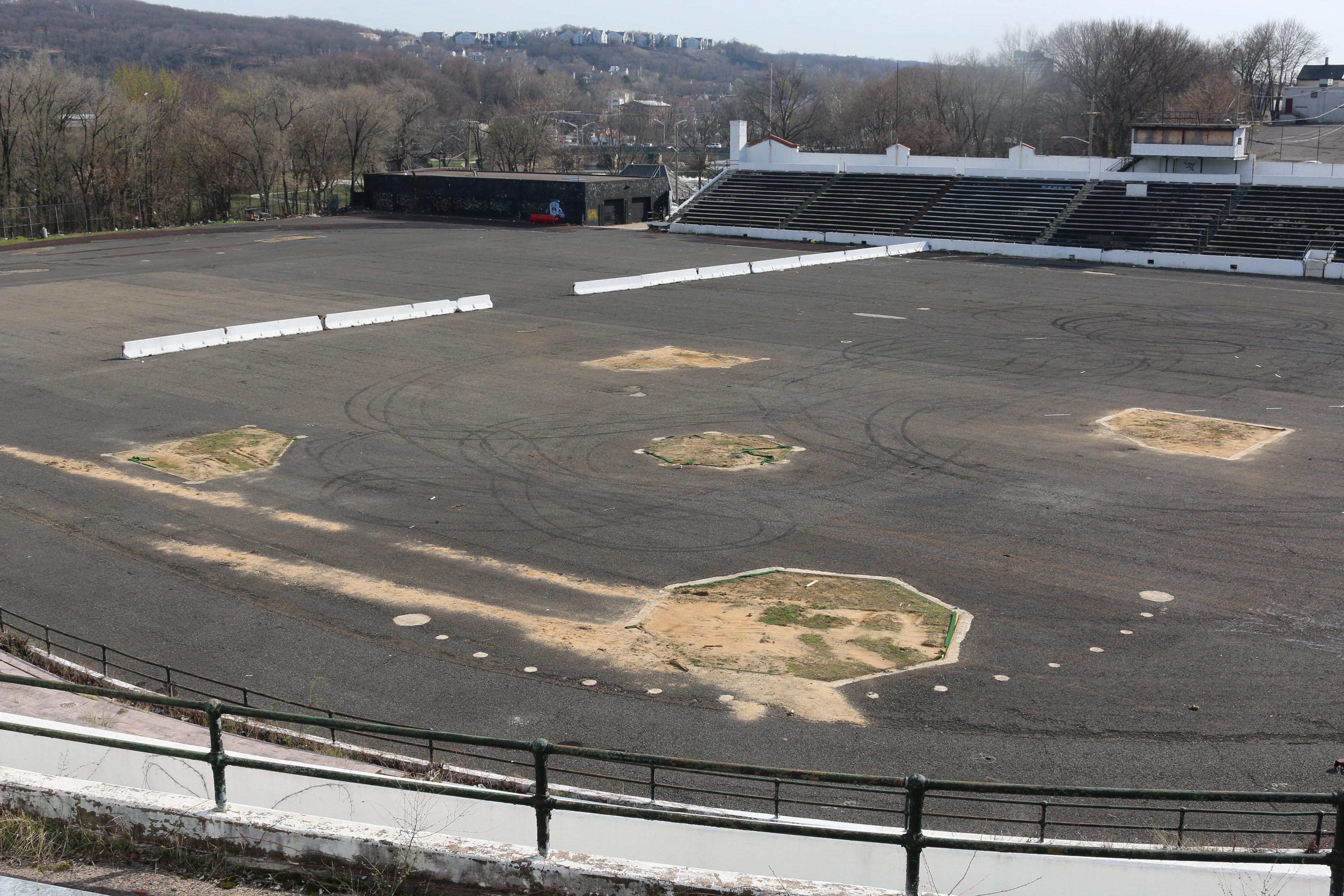 Field with press box in the back