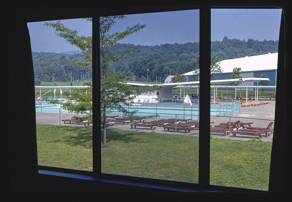 View of Outdoor Pool, 1977 (before skating rink was built)