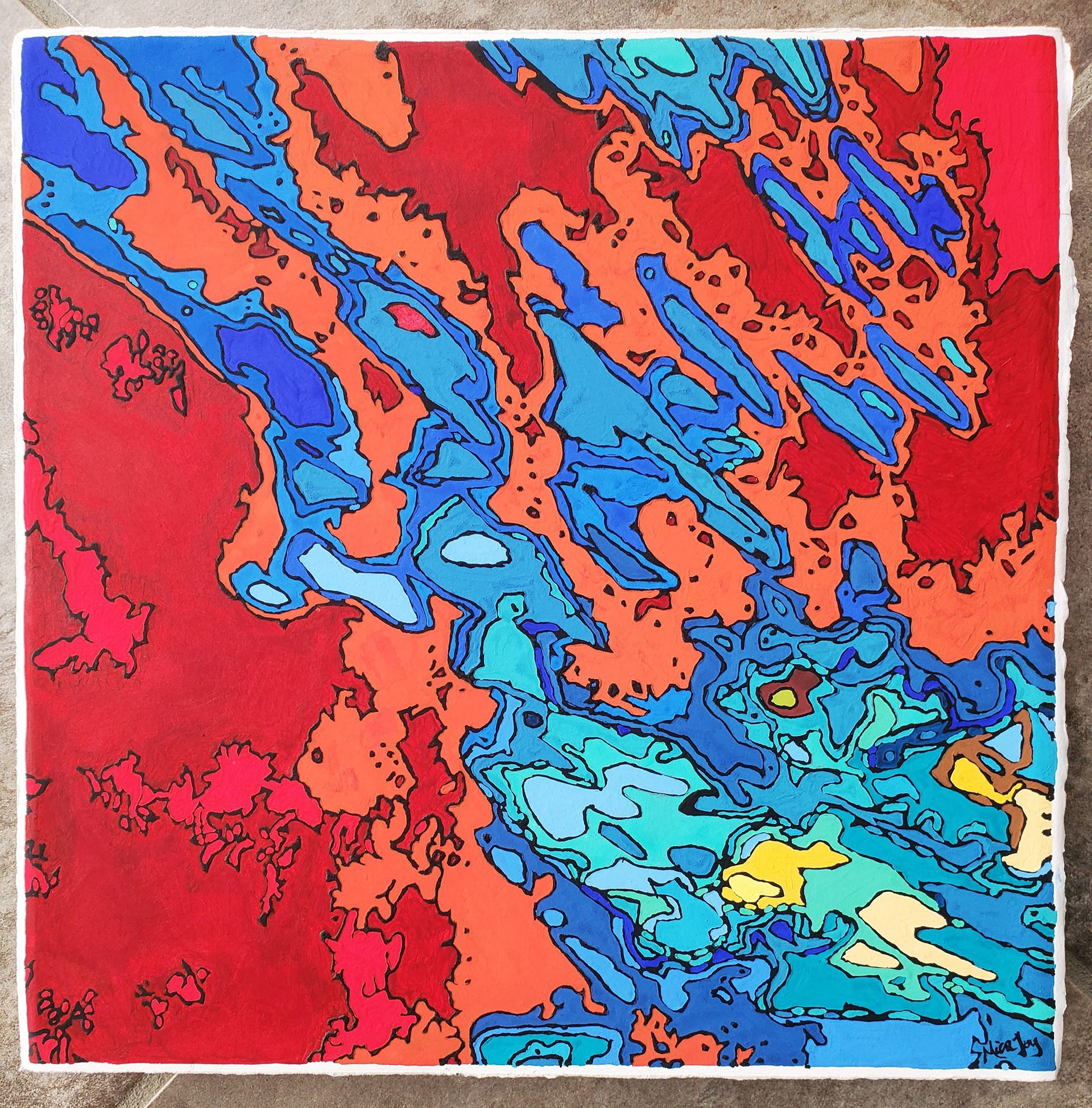 In Between a Cracked Euphoria, 12in x 12in, Gouache on watercolor paper, 2020, commission