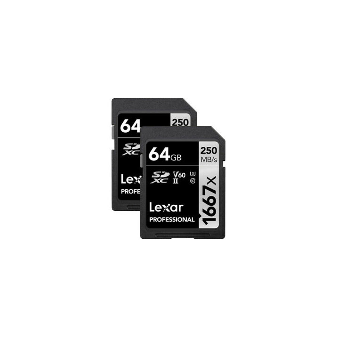 (2) SD V60 Lexar 64gb - Precio por día: 150 mxn
