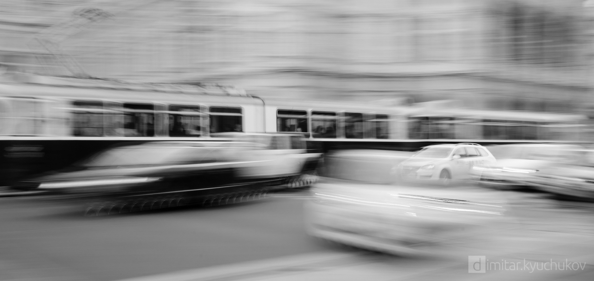 Vienna, a tram black and white
