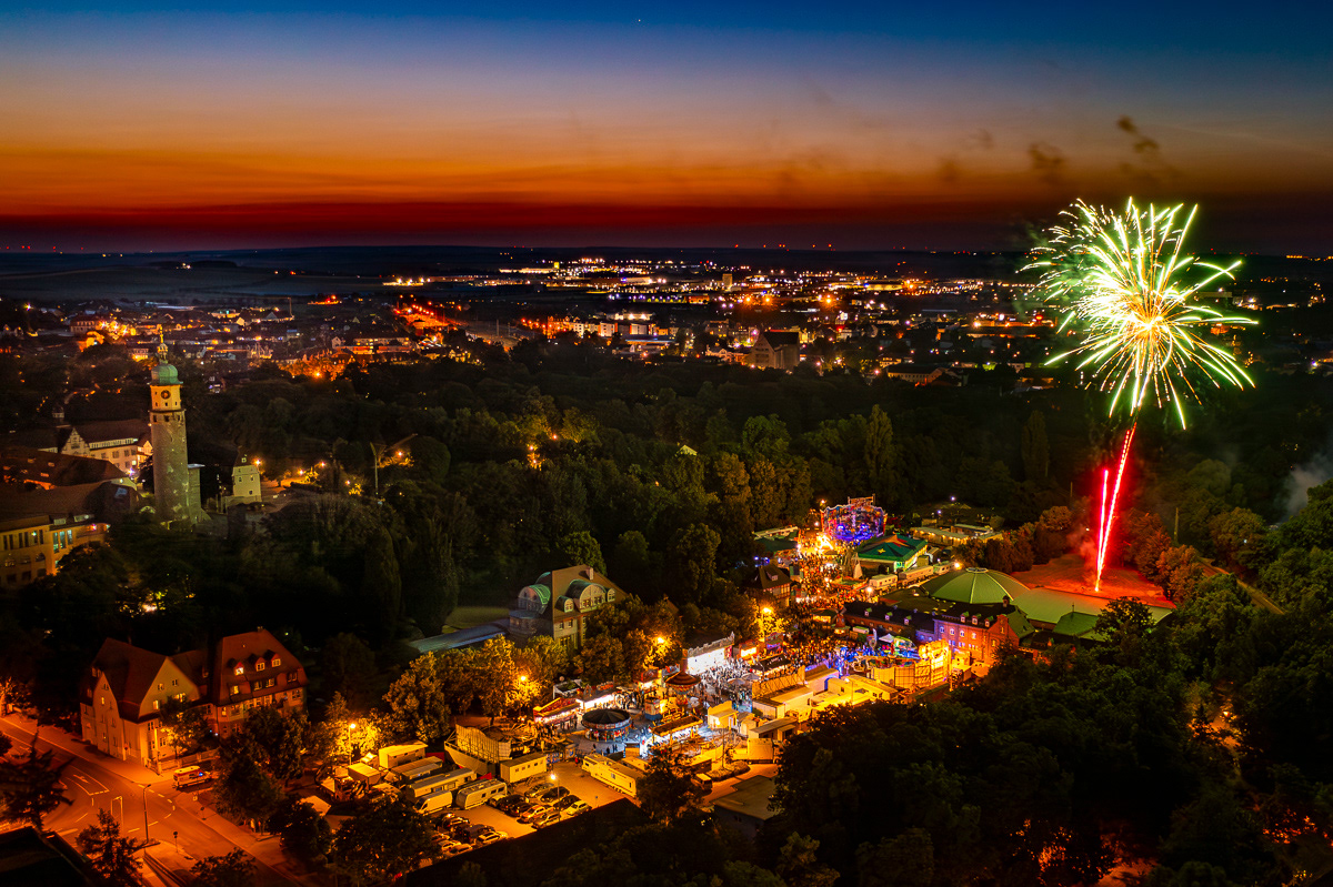 Feuerwerk zu Arnstadts traditionsreichen Volksfest, dem Wollmarkt
