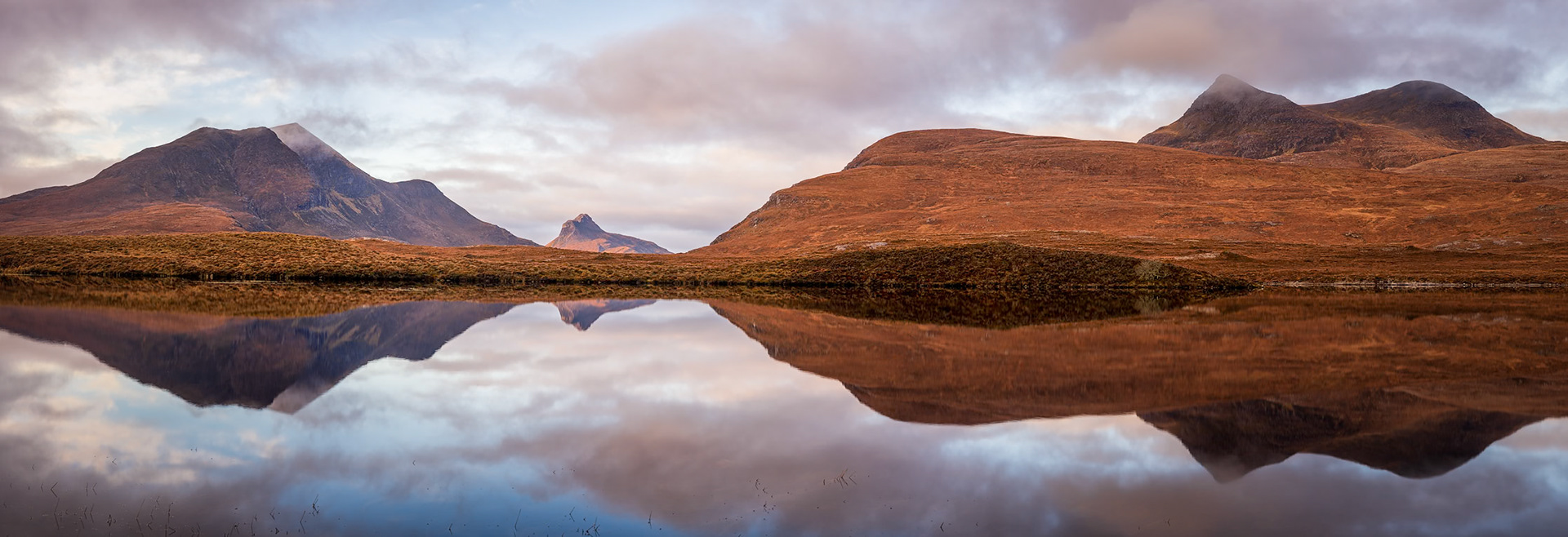 Panorama of Cul Beag, Stac Pollaidh and Cul Mor