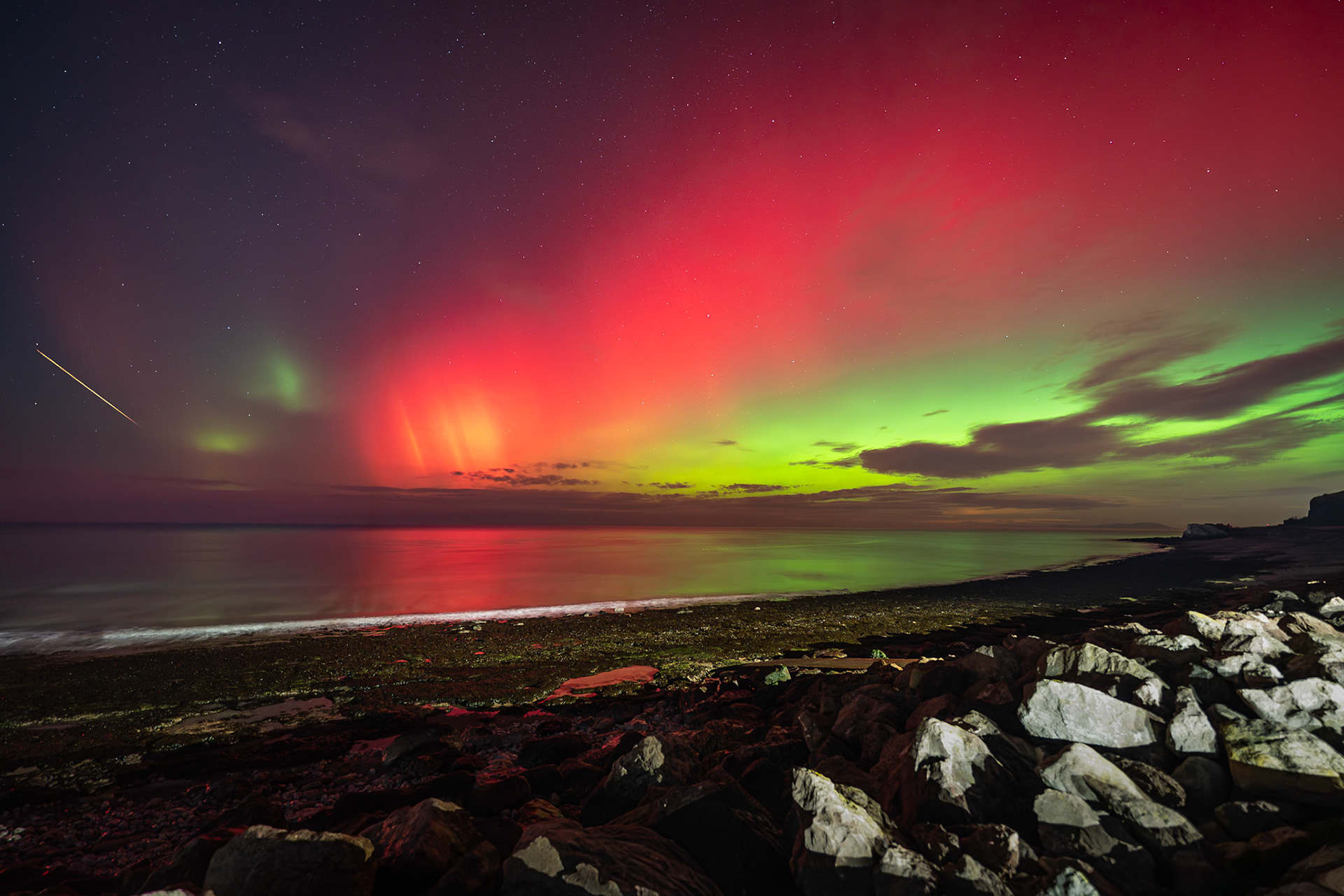 Whitehaven Beach Aurora and Meteor