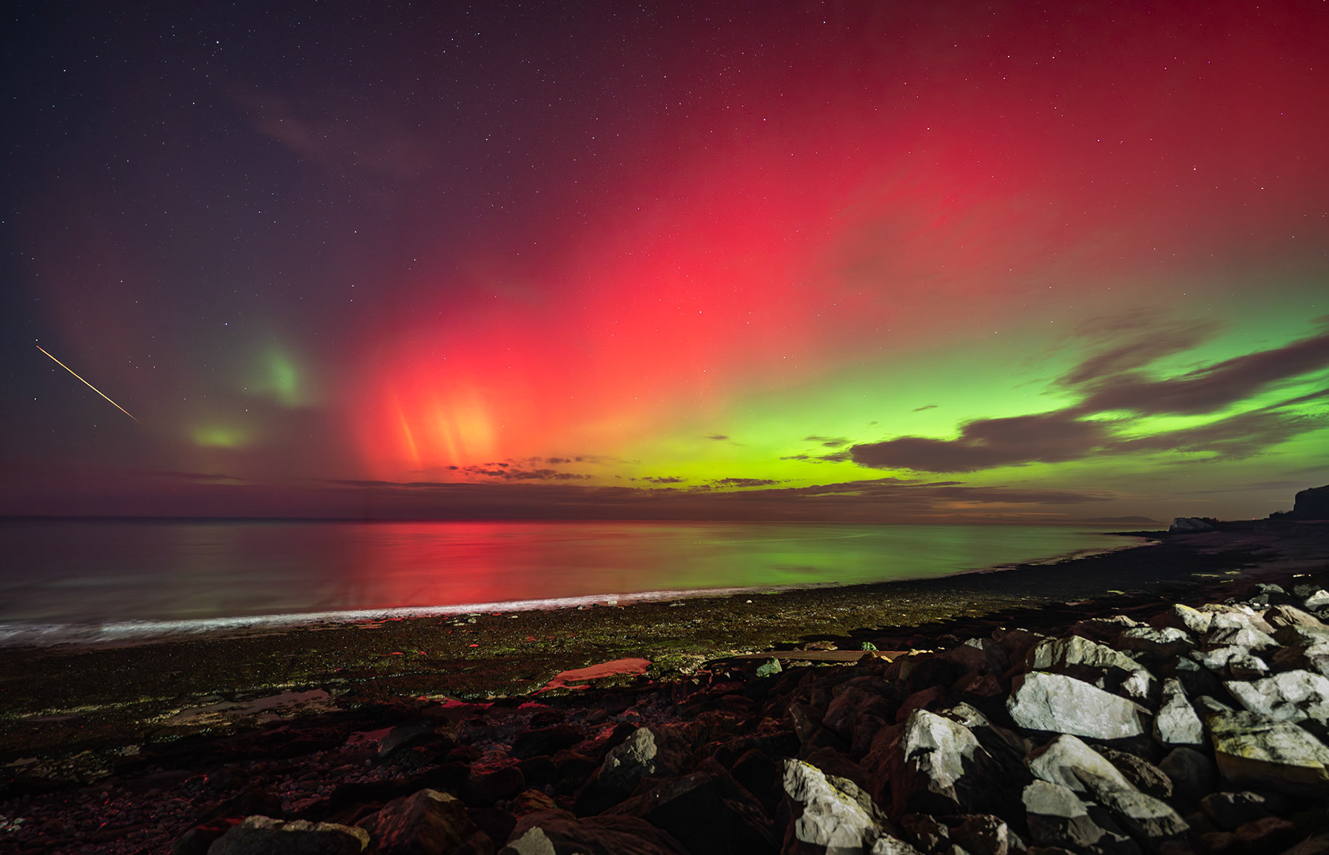 Whitehaven Beach Aurora and Meteor