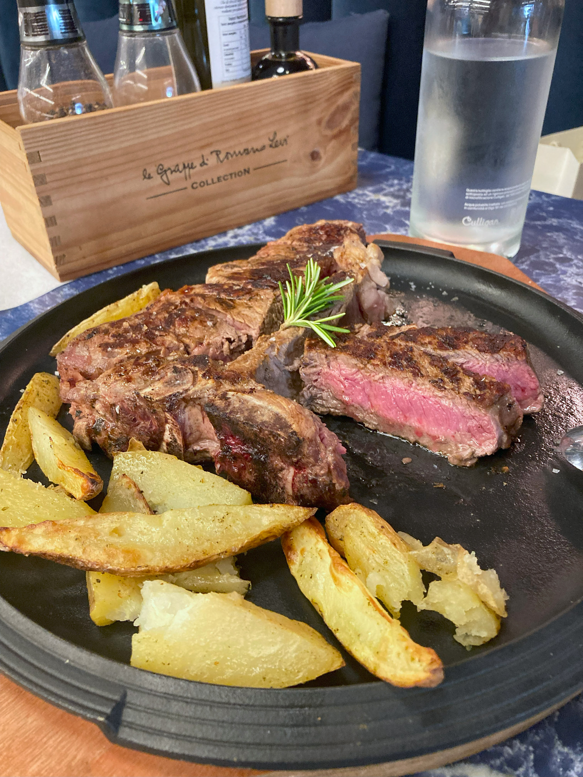 Florentine Beefsteak, a local specialty. This was their smallest cut at about two inches thick. Sadly, we worked on it for about a half hour but had to leave almost half of it behind.