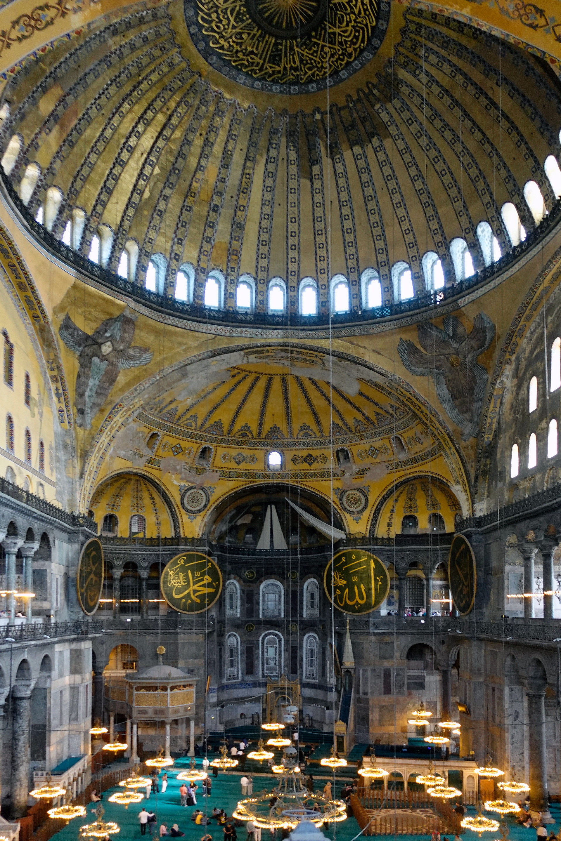 The Hagai Sophia church was eventually converted to be a mosque and is now just a museum. It is larger than the Blue Mosque, but not as well maintained.