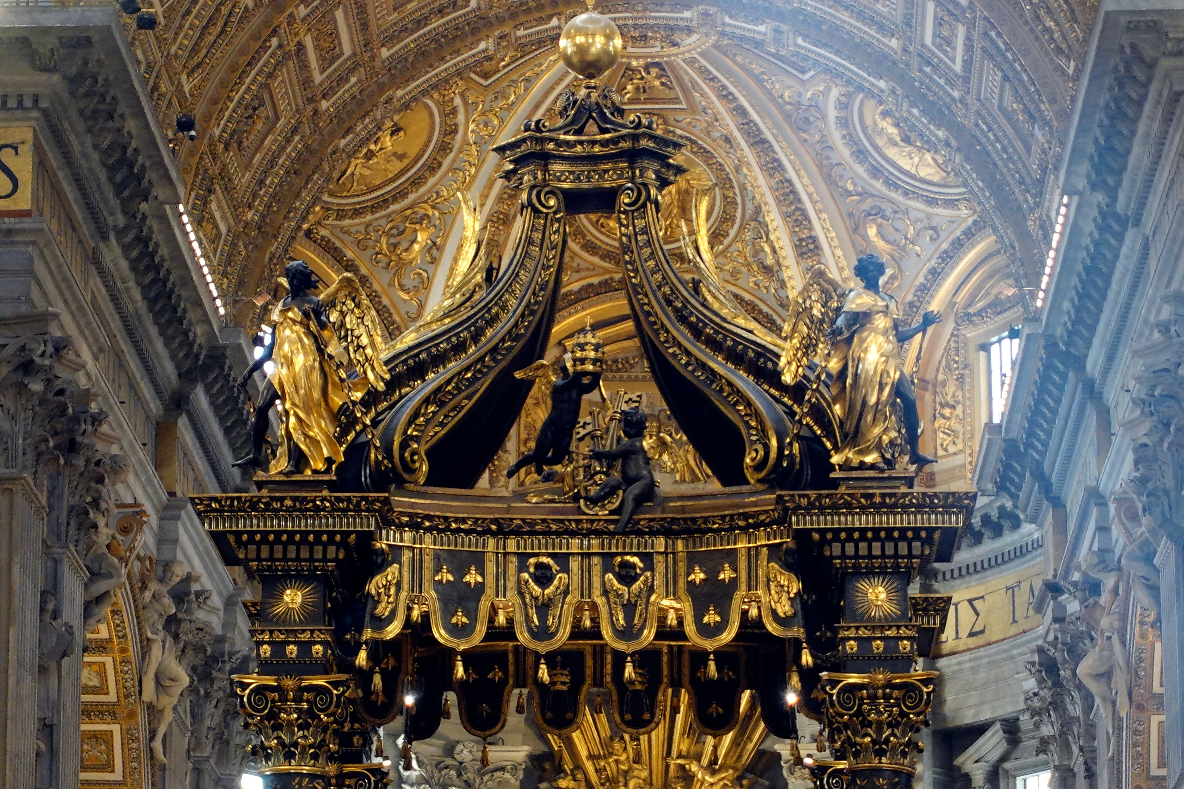This huge canopy covers the altar table and the relics of St. Peter.