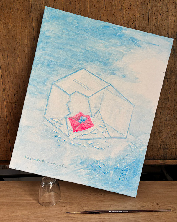 Une pierre dans mon jardin - 40x50 - Acrylique sur toile - 160 €