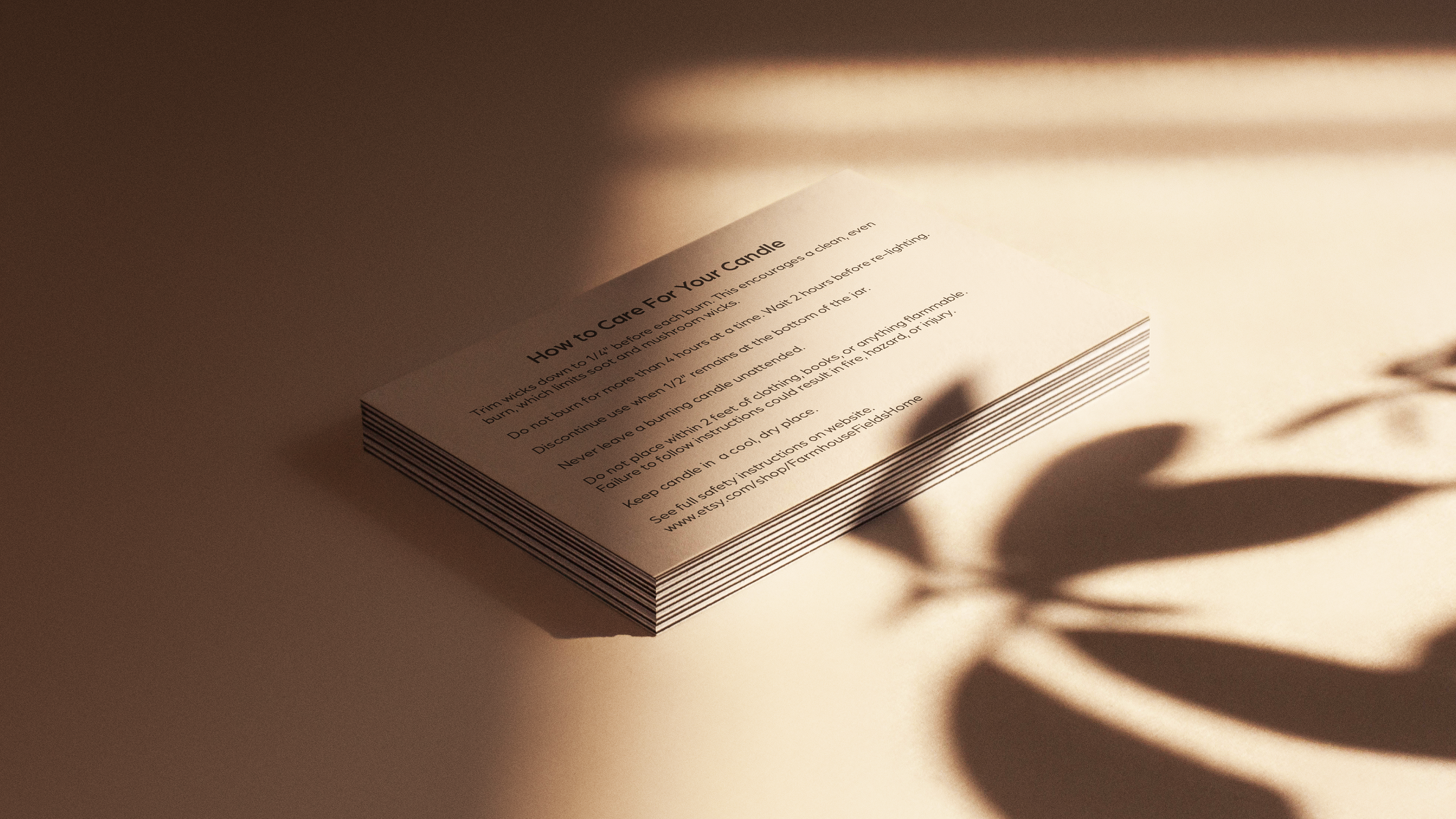 Farmhouse Fields Home candle care cards