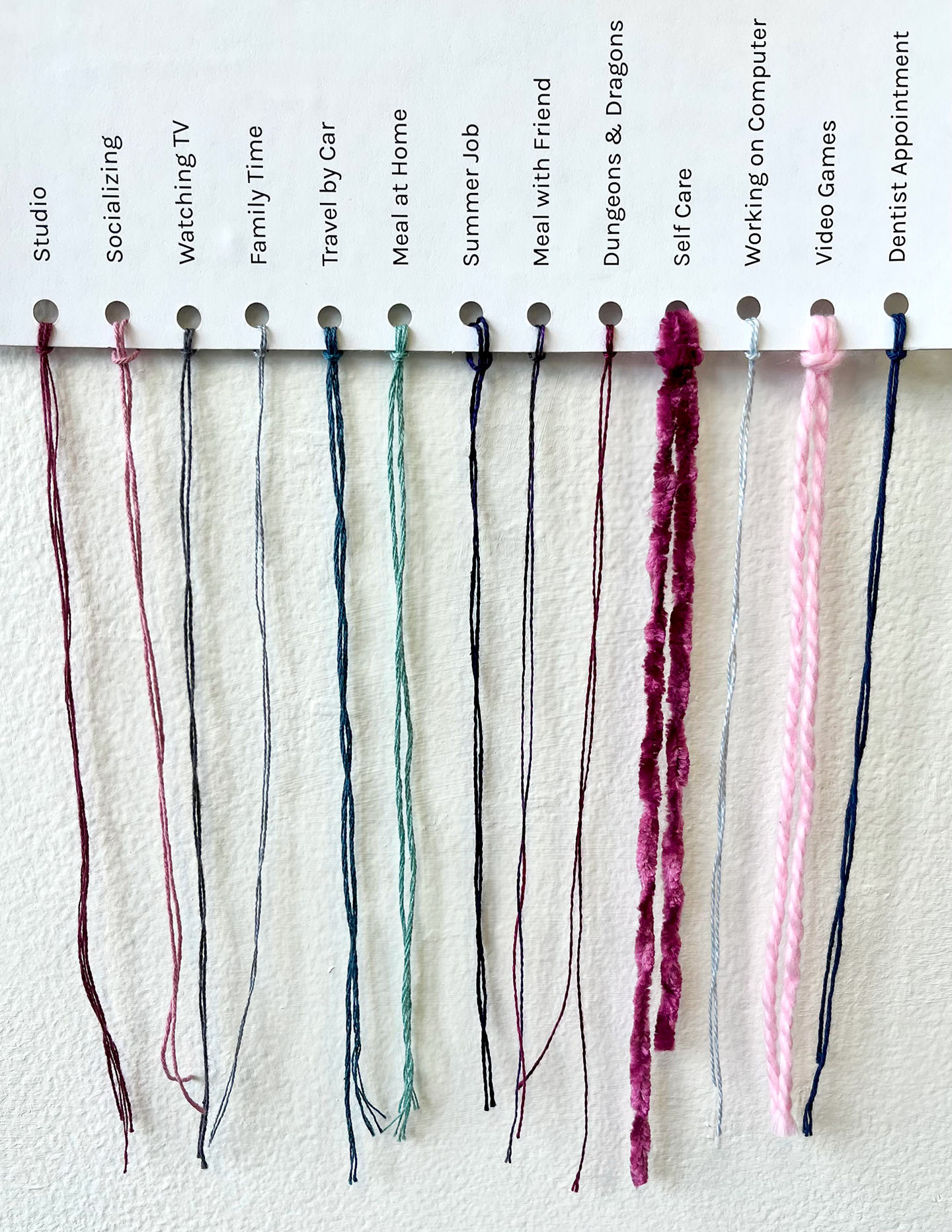 Artist at Rest Key, archival paper, cotton & acrylic yarns, cardboard, 4" x 10", 2022