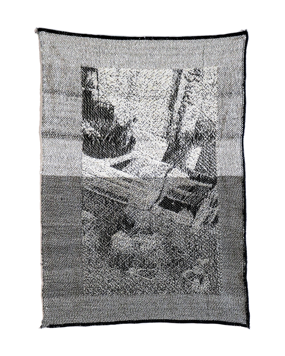April 6, 2023 1:22pm, 2023, cotton and acrylic textiles woven on a Tc2 digital jacquard loom 14” x 18"