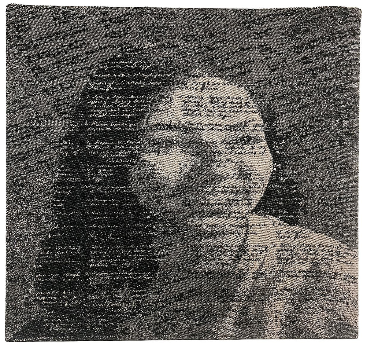Recipe Portrait: Aunt Sherrill Cotton and polyester, handwoven on a Tc2 digital jacquard loom, 2022 16" x 14"