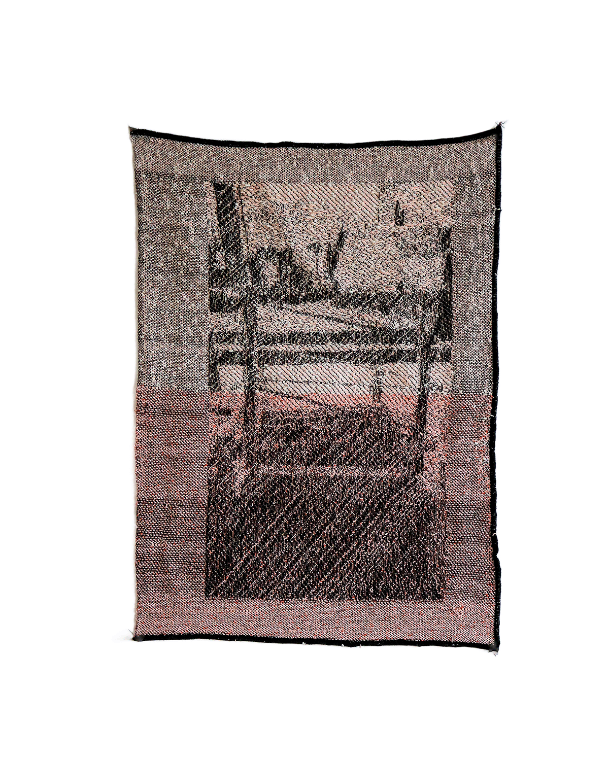 April 12, 2023 12:43pm, 2023, cotton and acrylic textiles woven on a Tc2 digital jacquard loom 14” x 18"