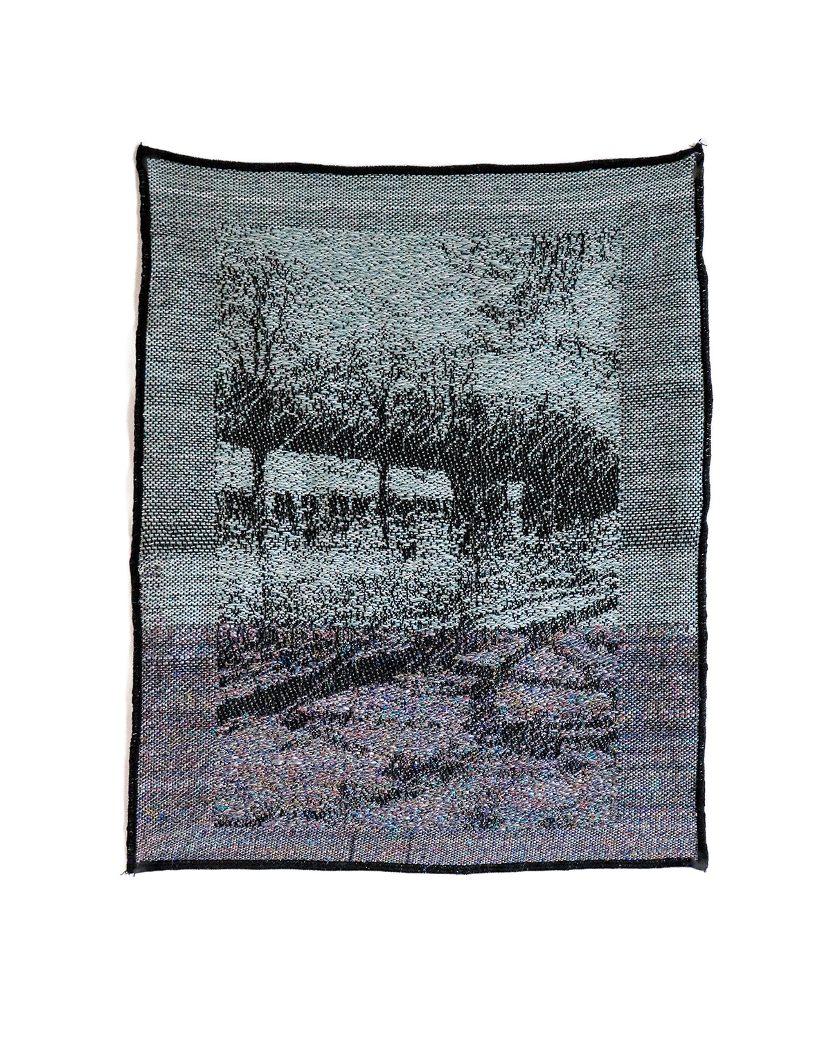 April 14, 2023 2:58pm, 2023, cotton and acrylic textiles woven on a Tc2 digital jacquard loom 14” x 18"