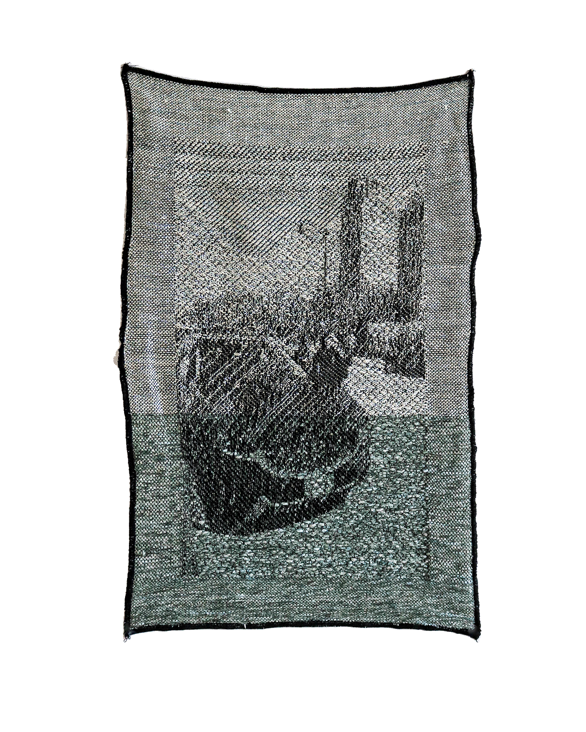 April 8, 2023 2:43pm, 2023, cotton and acrylic textiles woven on a Tc2 digital jacquard loom 14” x 18"